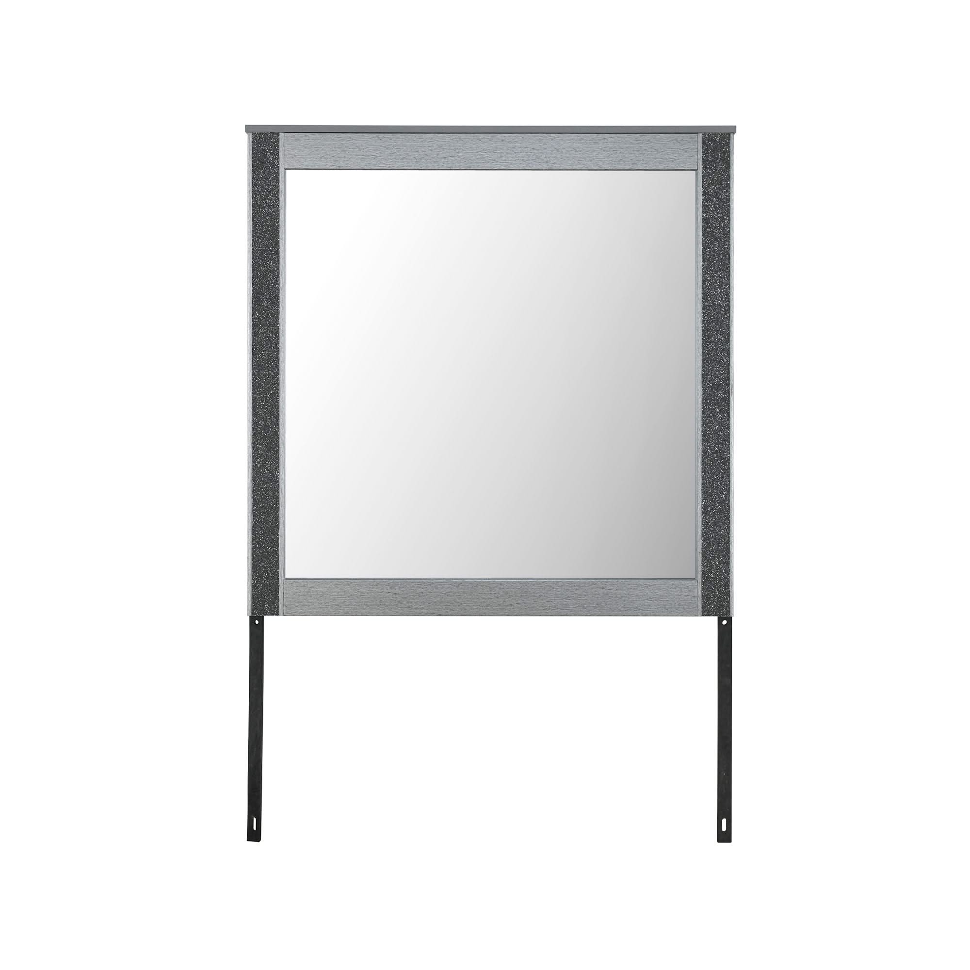Lorenzo - Large Scale Mirror With Sleek Frame And Glittered Detailing - Silver - Image 3
