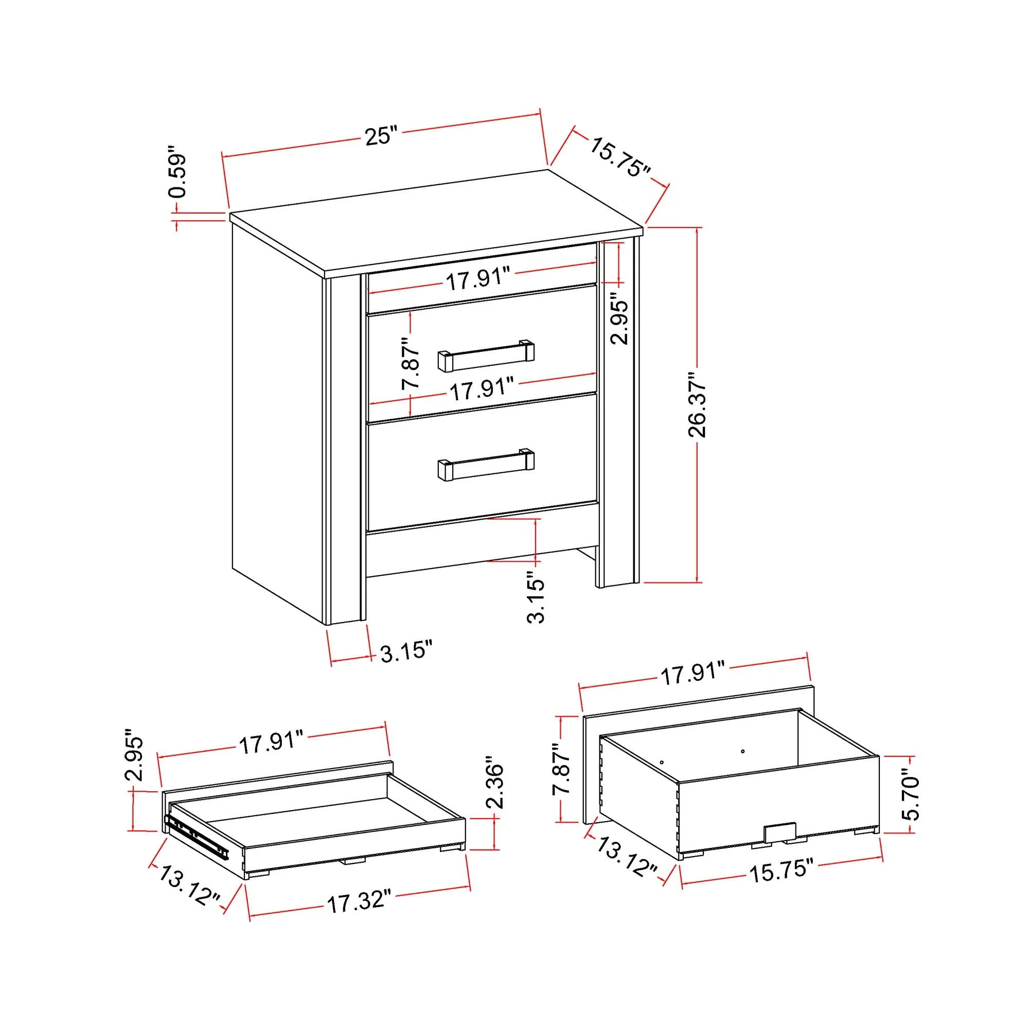 Lorenzo - Nightstand With Hidden Compartment And Handles - Silver - Image 4