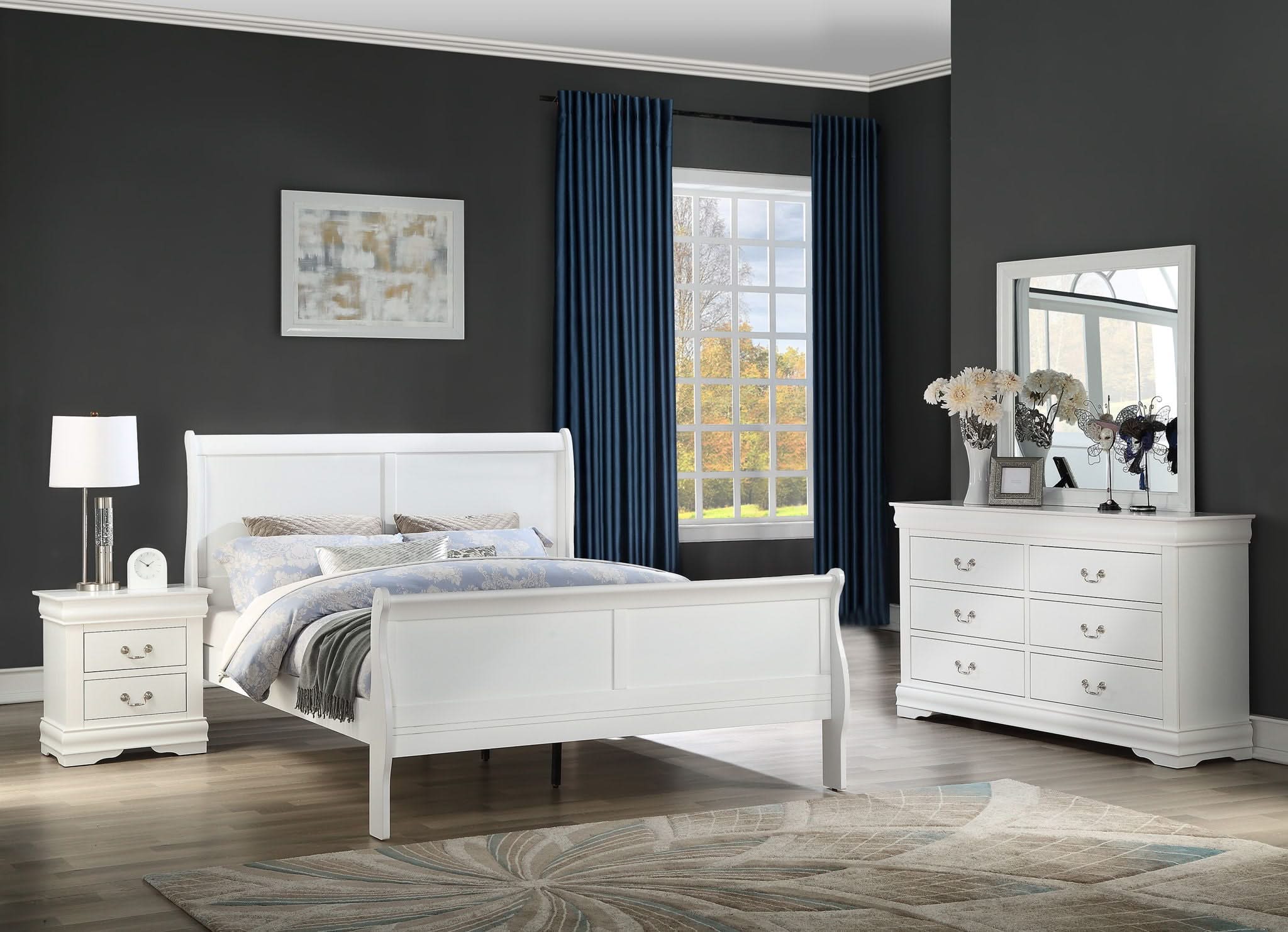 Louis Philip - King 4 Piece Bedroom Set - White