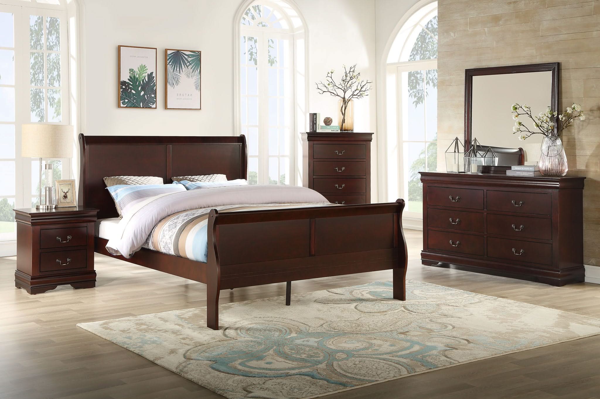 Louis Philip - Queen 5 Piece Bedroom Set - Cherry