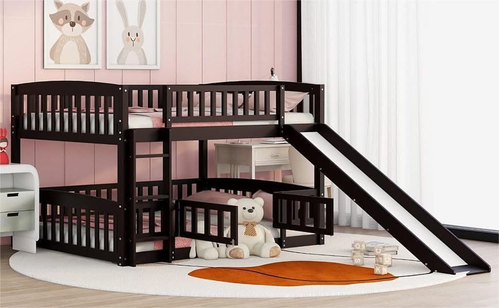Low Bunk Bed With Slide, Fence And Ladder - Image 14
