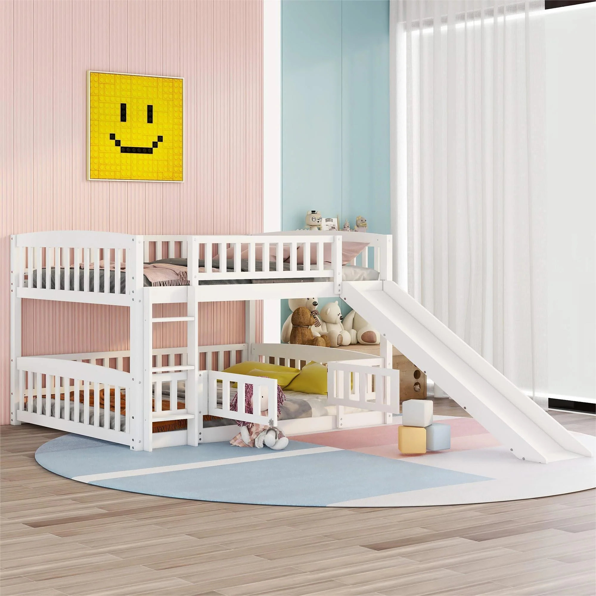 Low Bunk Bed With Slide, Fence And Ladder - Image 4