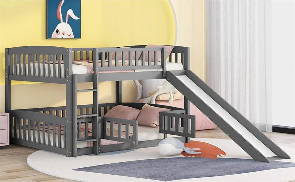 Low Bunk Bed With Slide, Fence And Ladder - Image 8