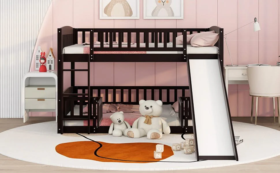 Low Bunk Bed With Slide, Fence And Ladder - Image 9