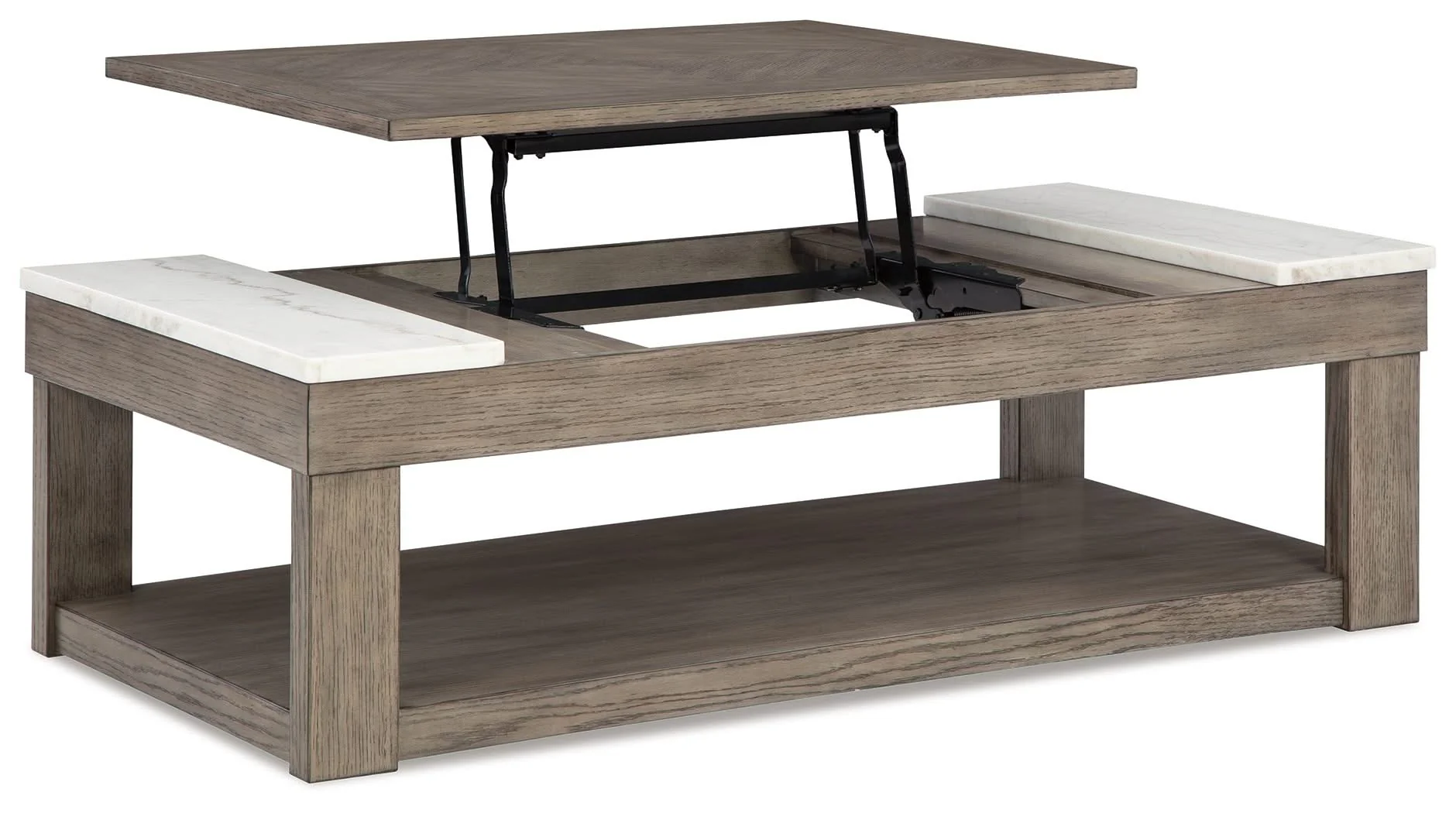 Loyaska - Lift Top Cocktail Table - Grayish Brown / White - Image 3