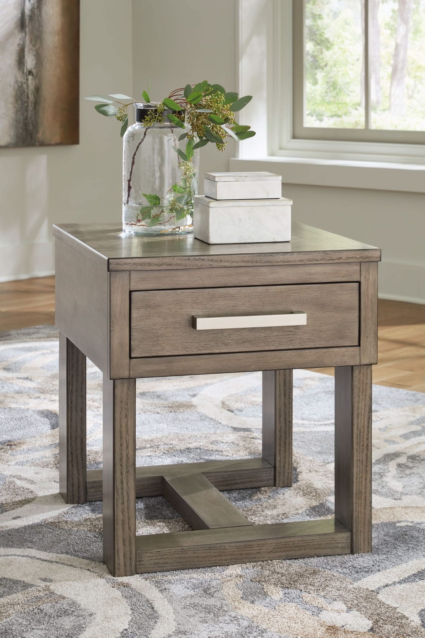 Loyaska - Rectangular End Table - Grayish Brown - Image 2