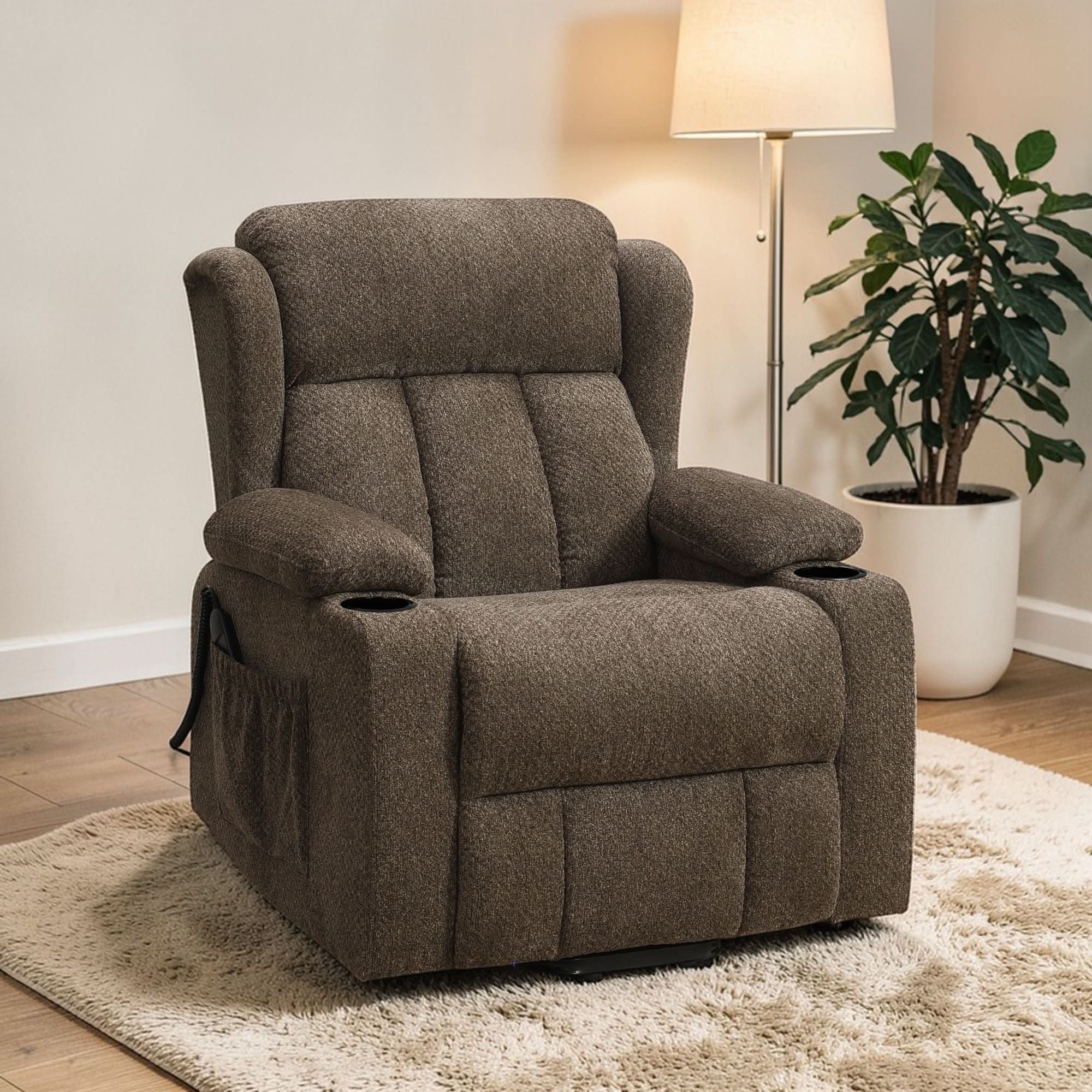 Lusio - Power Motion Recliner With Lift & Cup Holder - Brown - Image 2