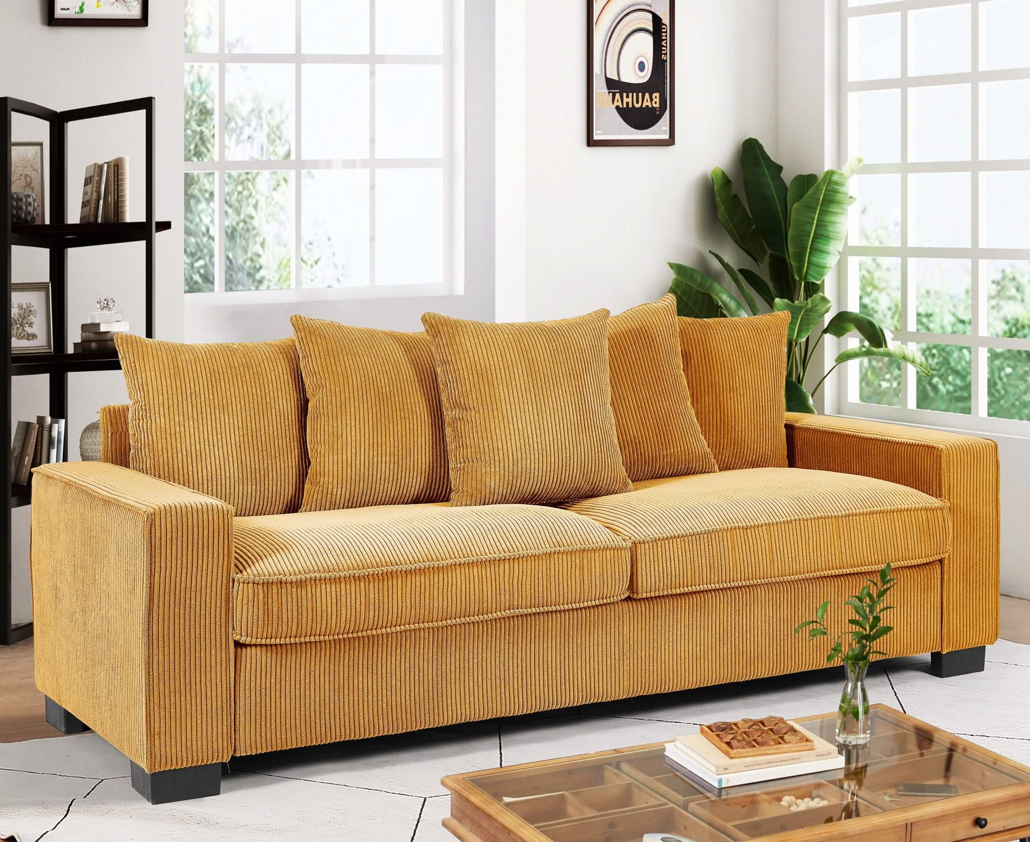 Luxe Sofa With 5 Matching Toss Pillows, Sleek Design, Spacious And Comfortable 3 Seater Couch - Image 13
