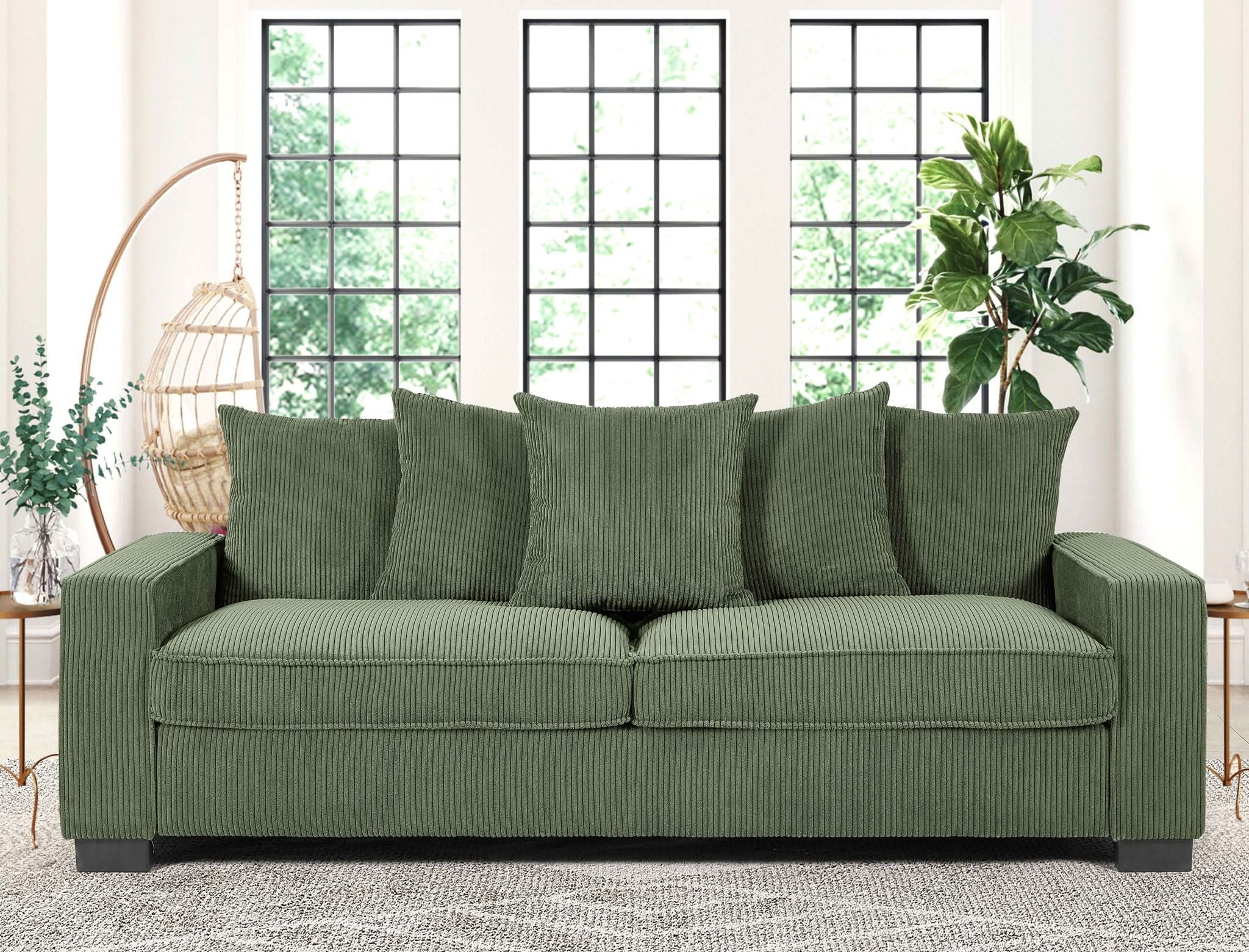 Luxe Sofa With 5 Matching Toss Pillows, Sleek Design, Spacious And Comfortable 3 Seater Couch - Image 14