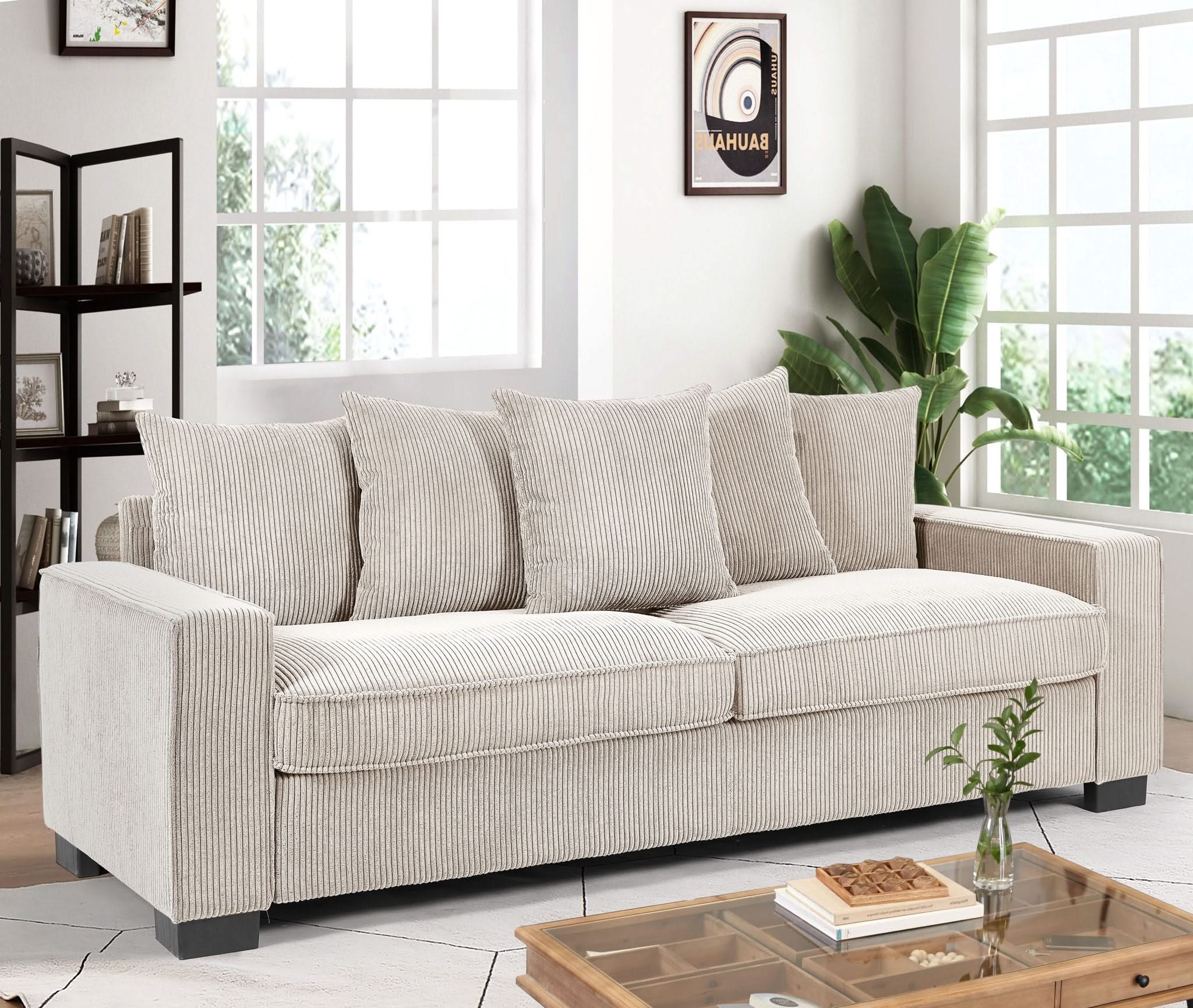 Luxe Sofa With 5 Matching Toss Pillows, Sleek Design, Spacious And Comfortable 3 Seater Couch - Image 15