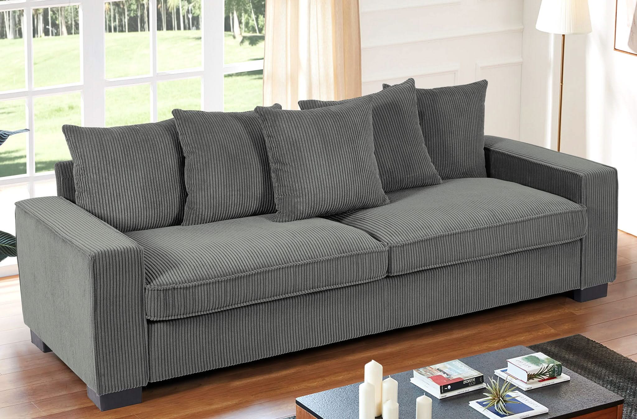 Luxe Sofa With 5 Matching Toss Pillows, Sleek Design, Spacious And Comfortable 3 Seater Couch - Image 7