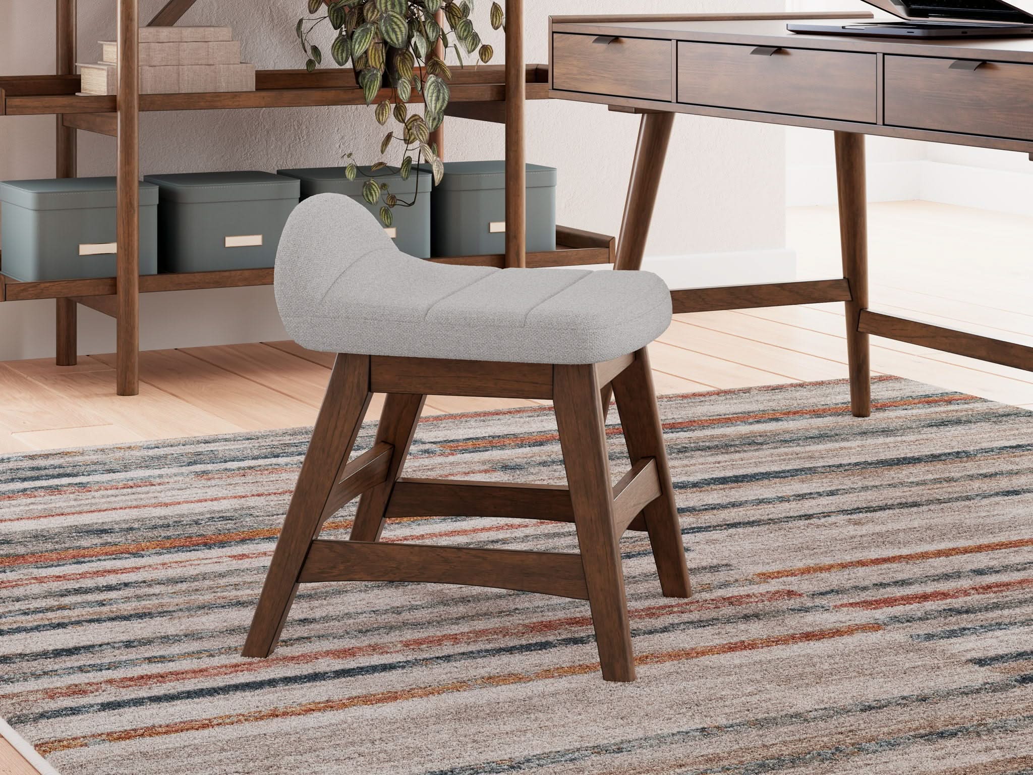 Lyncott - Home Office Desk Chair - Light Gray / Brown - Image 4