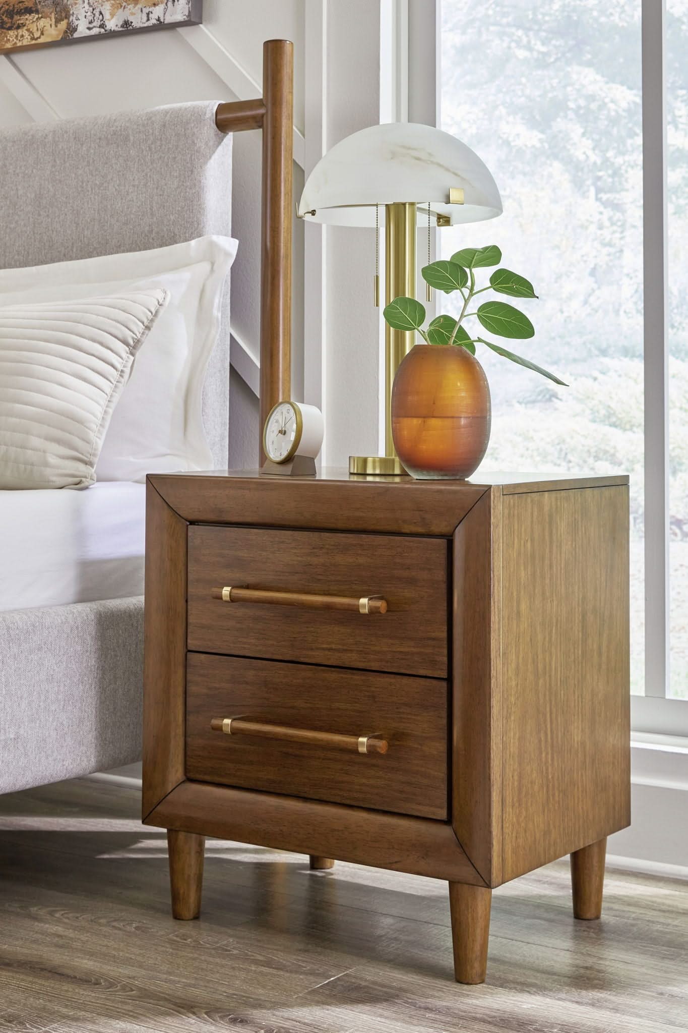 Lyncott - Two Drawer Night Stand - Brown - Image 3