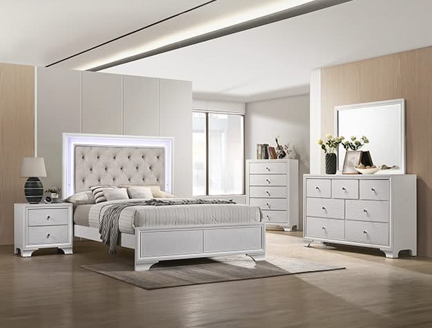 Lyssa - Twin Bed With LED - Oat / Frost - Image 3