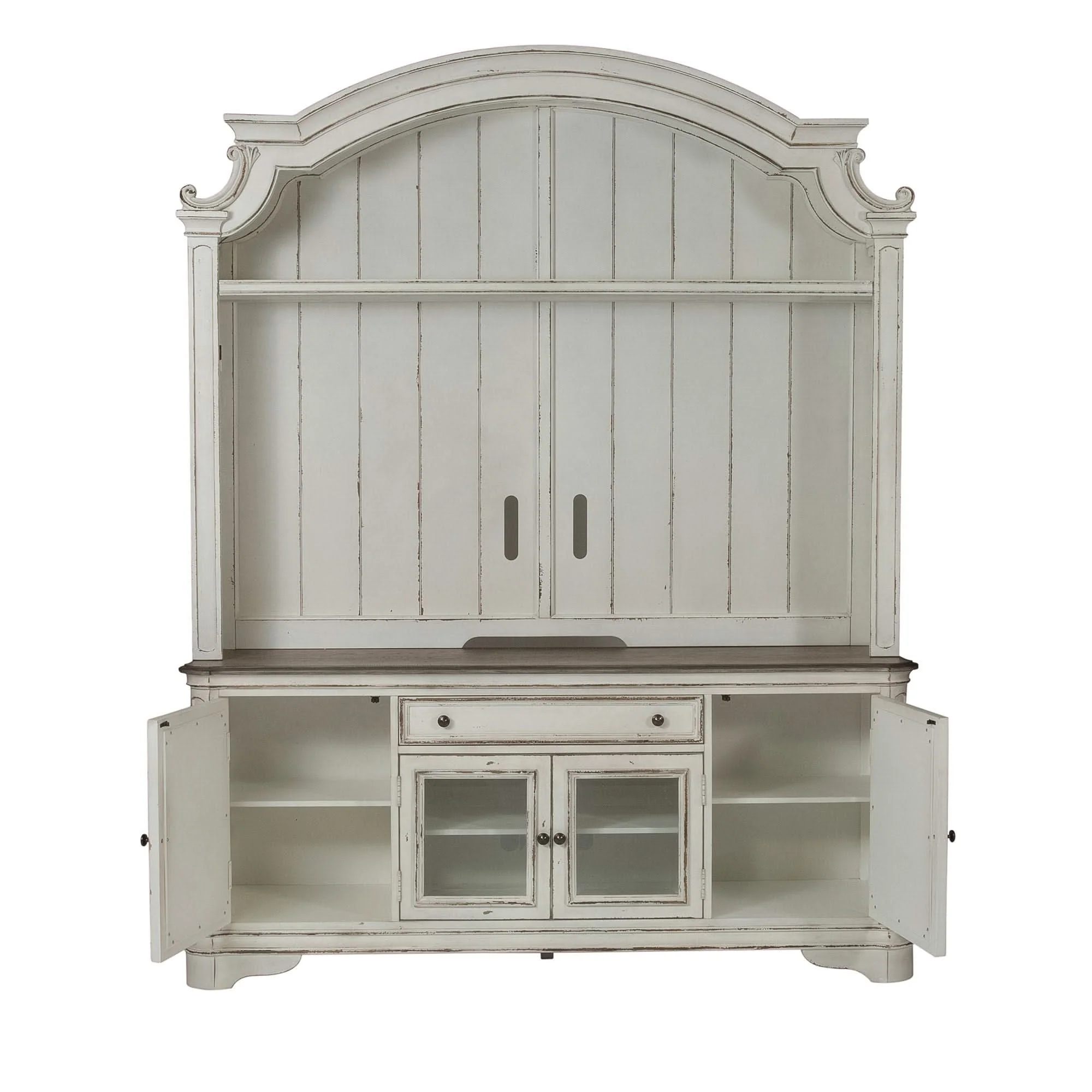 Magnolia Manor - Arched Entertainment Hutch - Antique White - Image 4