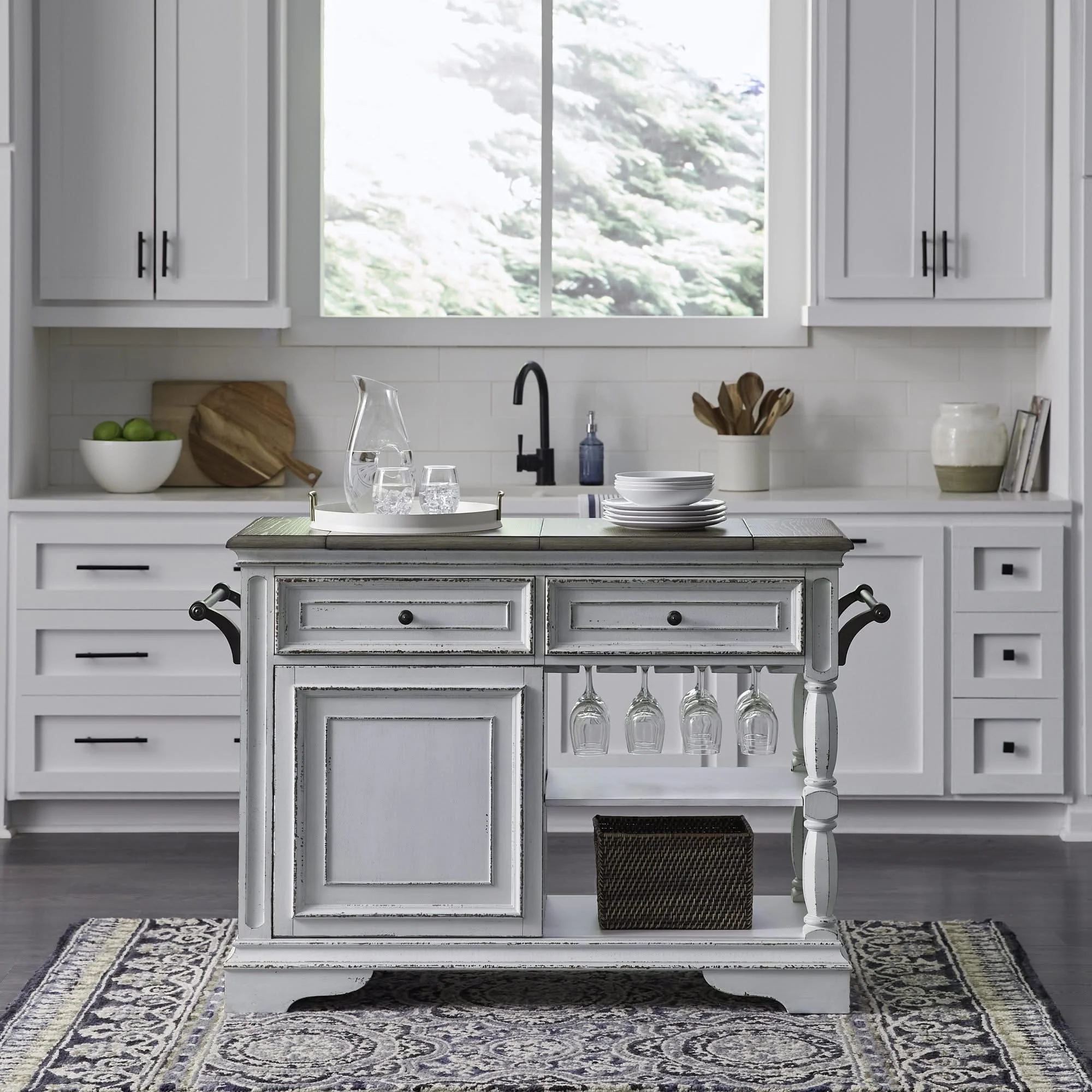 Magnolia Manor - Bar Cart - Antique White
