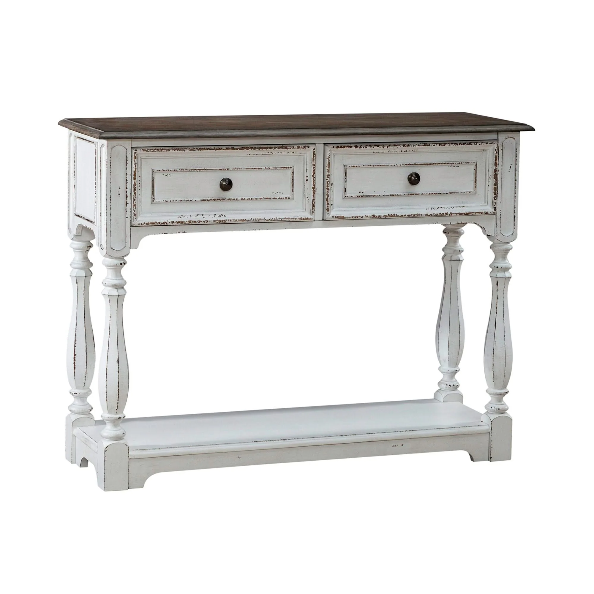 Magnolia Manor - Hall Console Bottom With Shelf For Display & Storage - Antique White - Image 2