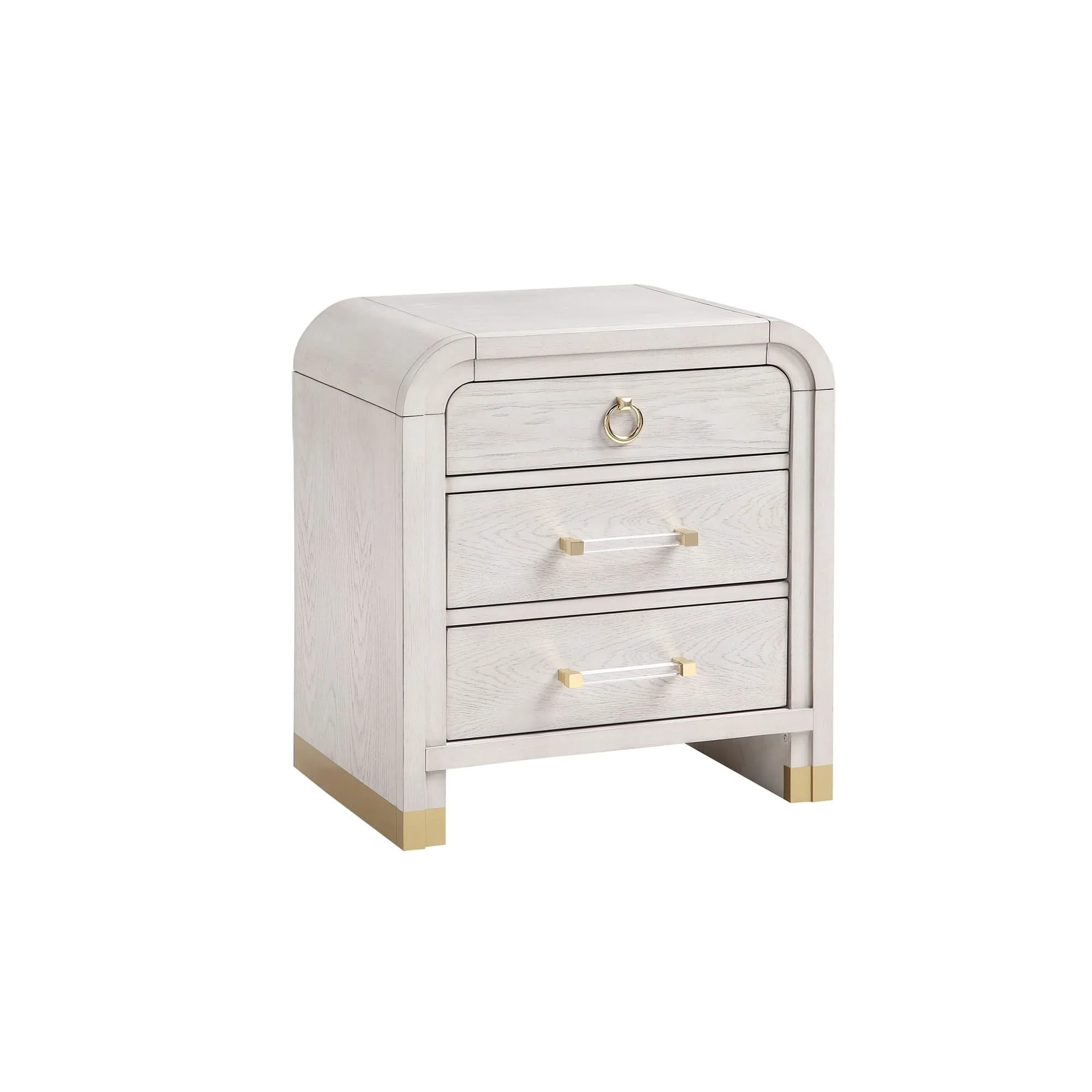 Malco - Nightstand With Spacious Drawer And Gold Metal Fluted Detailing - Black White - Image 4