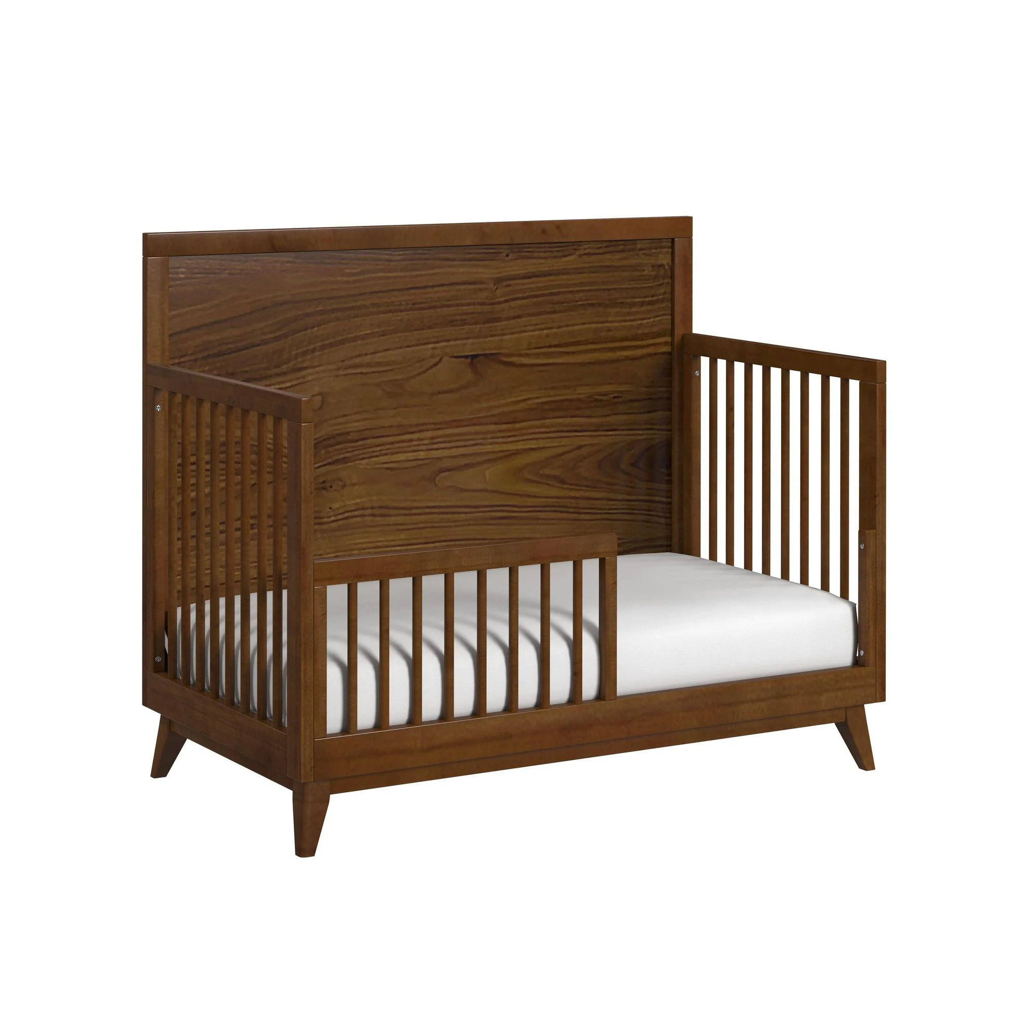 Malia - Crib With High Headboard And Guardrail - Walnut - Image 4