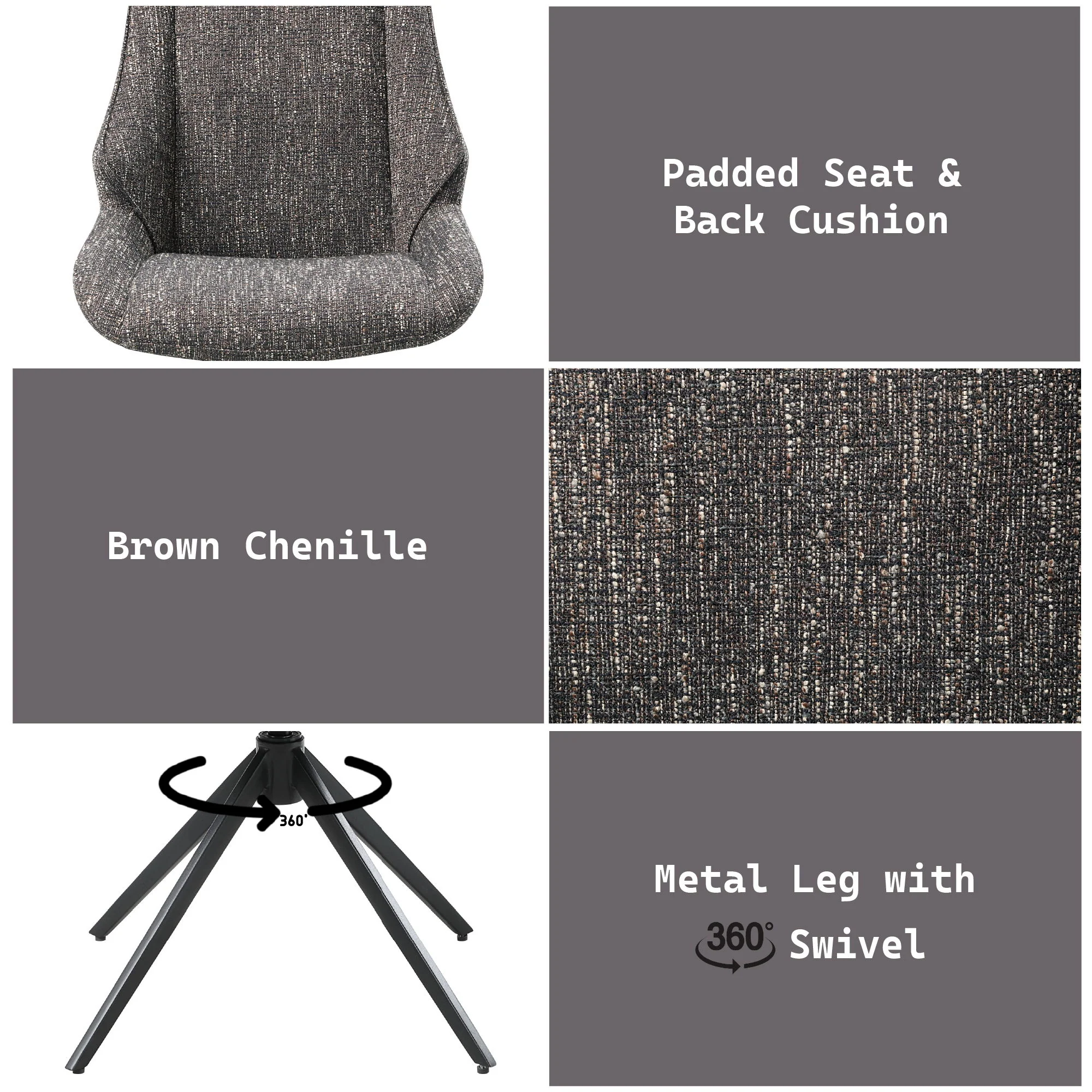 Malika - Side Chair With Swivel (Set of 2) - Brown Gray - Image 3