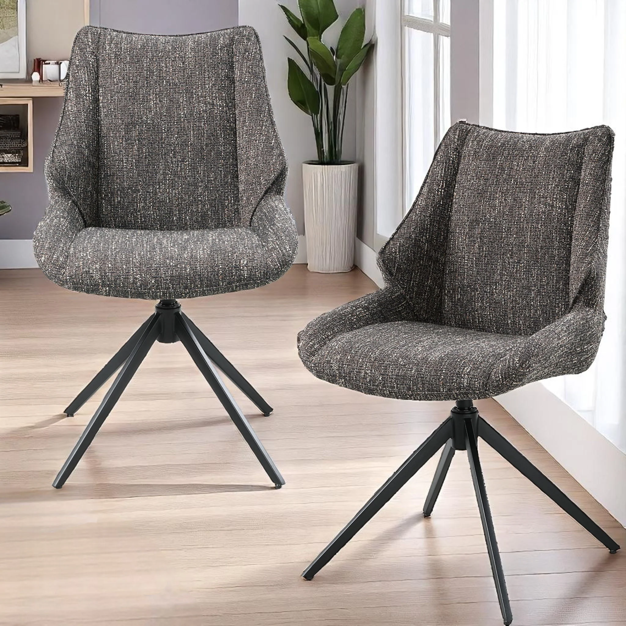 Malika - Side Chair With Swivel (Set of 2) - Brown Gray - Image 4