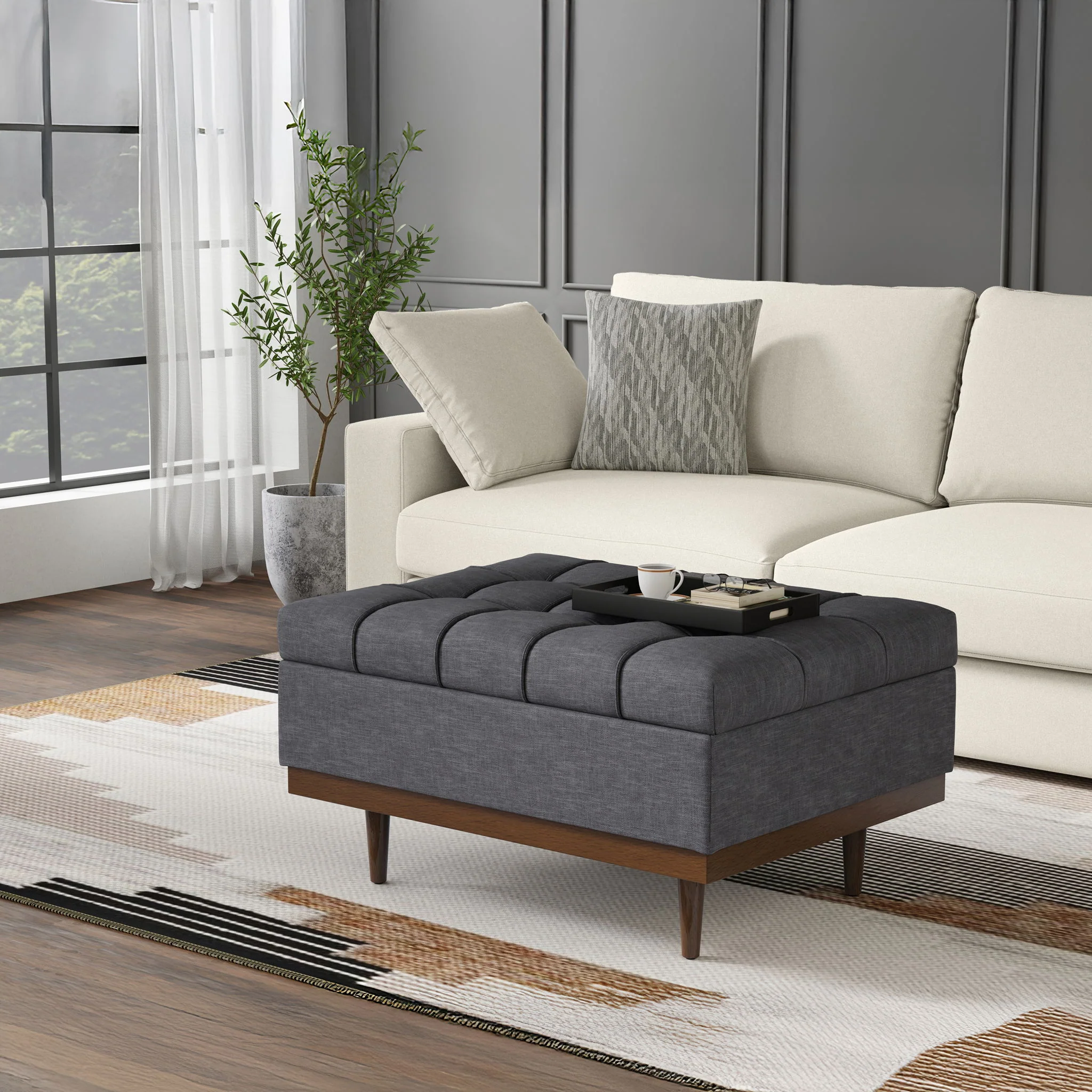 Mariah - Upholstered Lift Top Table Storage Ottoman - Image 15