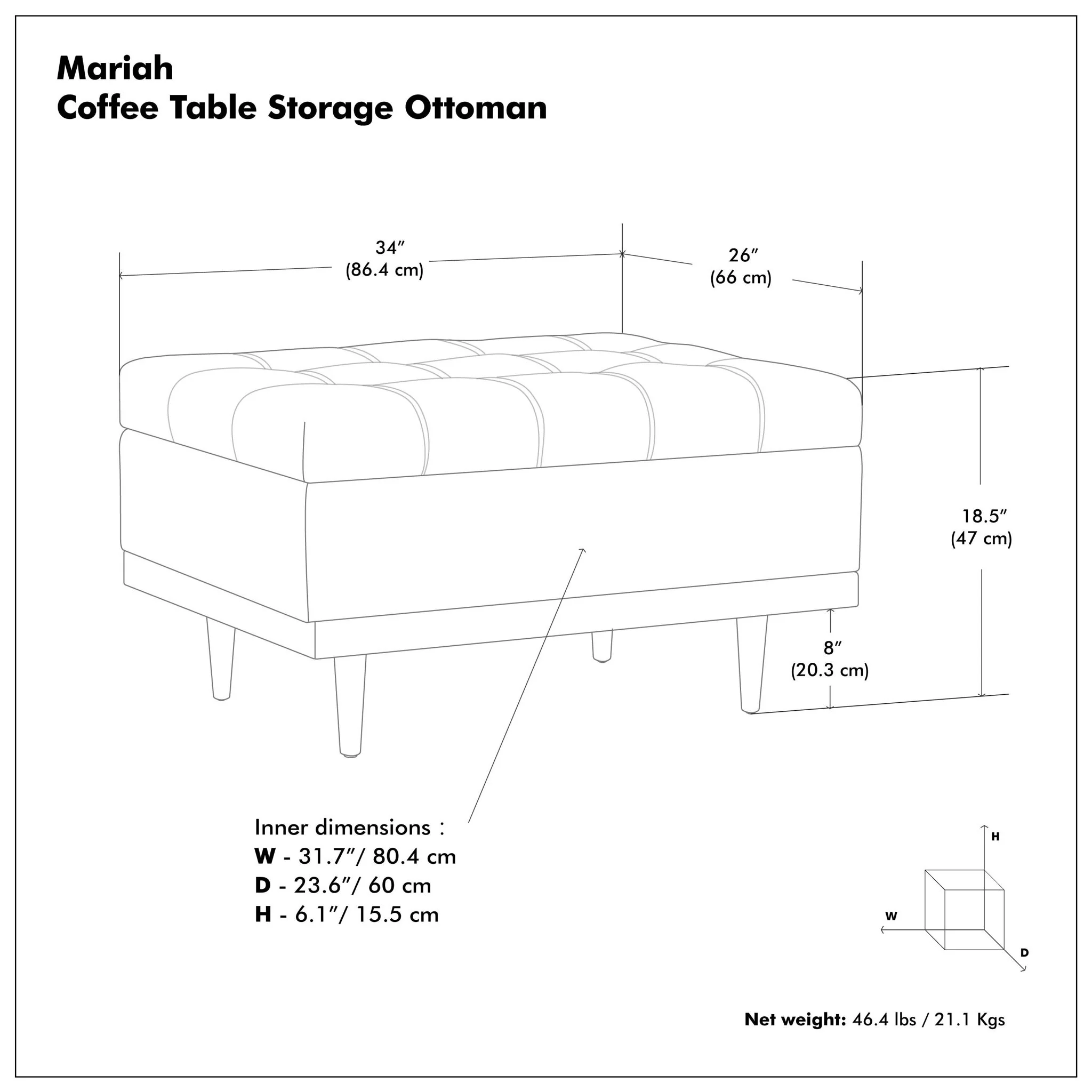 Mariah - Upholstered Lift Top Table Storage Ottoman - Image 18