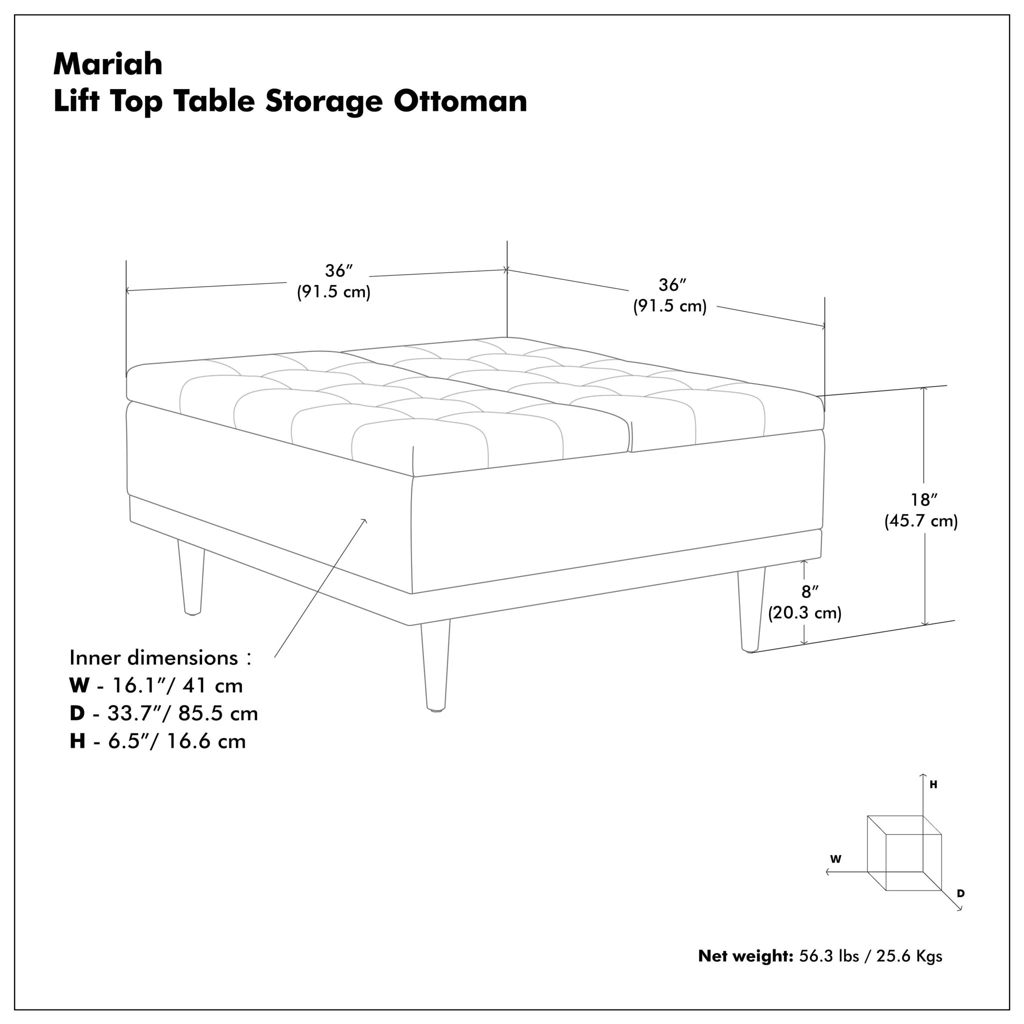 Mariah - Upholstered Lift Top Table Storage Ottoman - Image 19