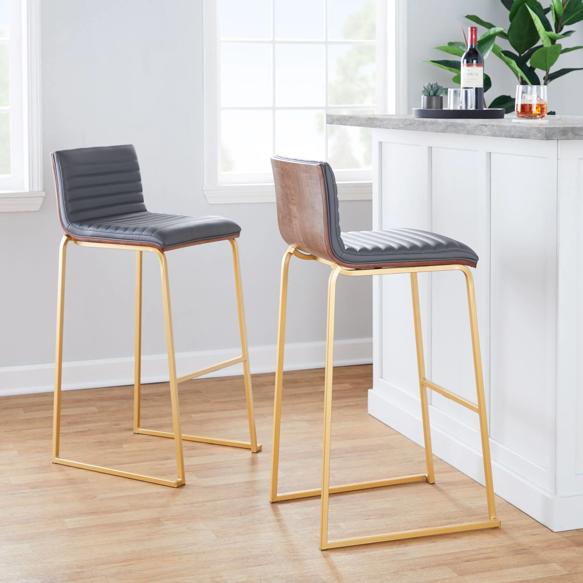 Mason Mara - Contemporary Versatile Desig Fixed Height Barstool (Set of 2) - Image 2