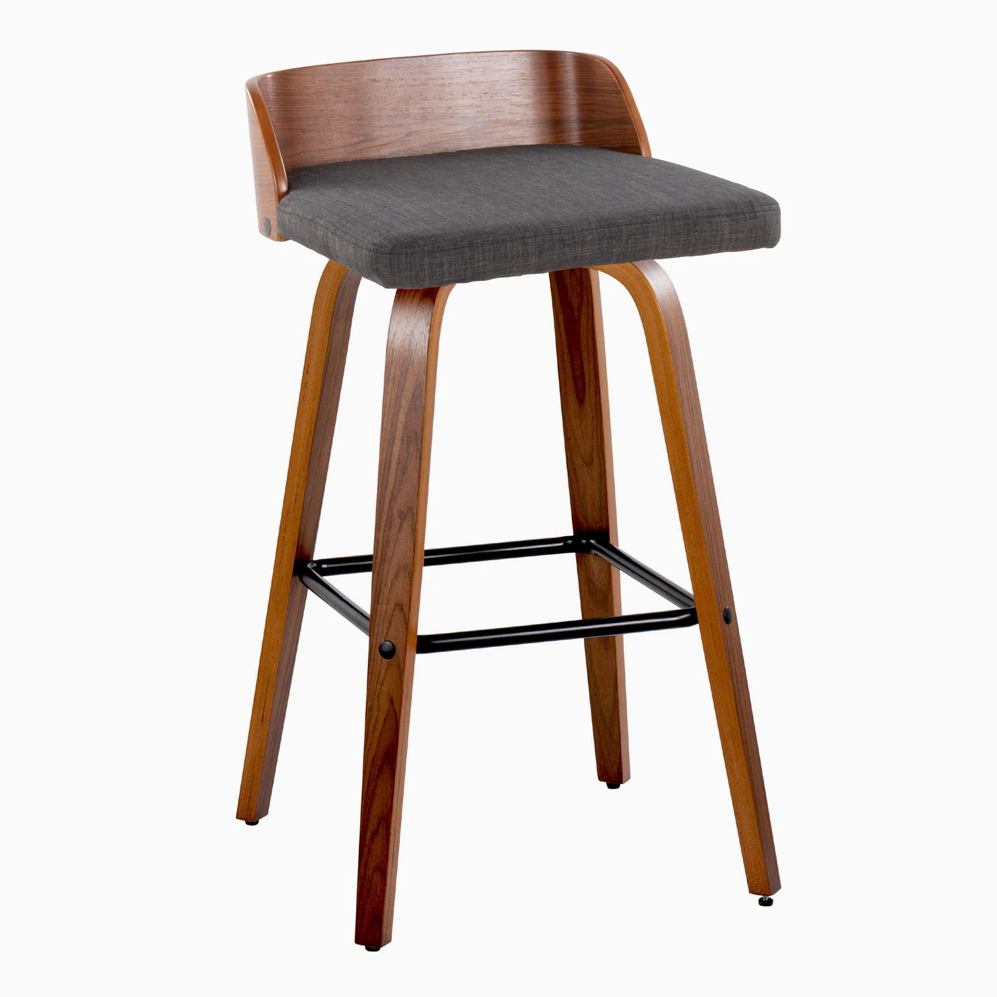 Maya - Mid Century Modern Fixed Height Barstool With Swivel And Square Footrest (Set of 2) - Image 2