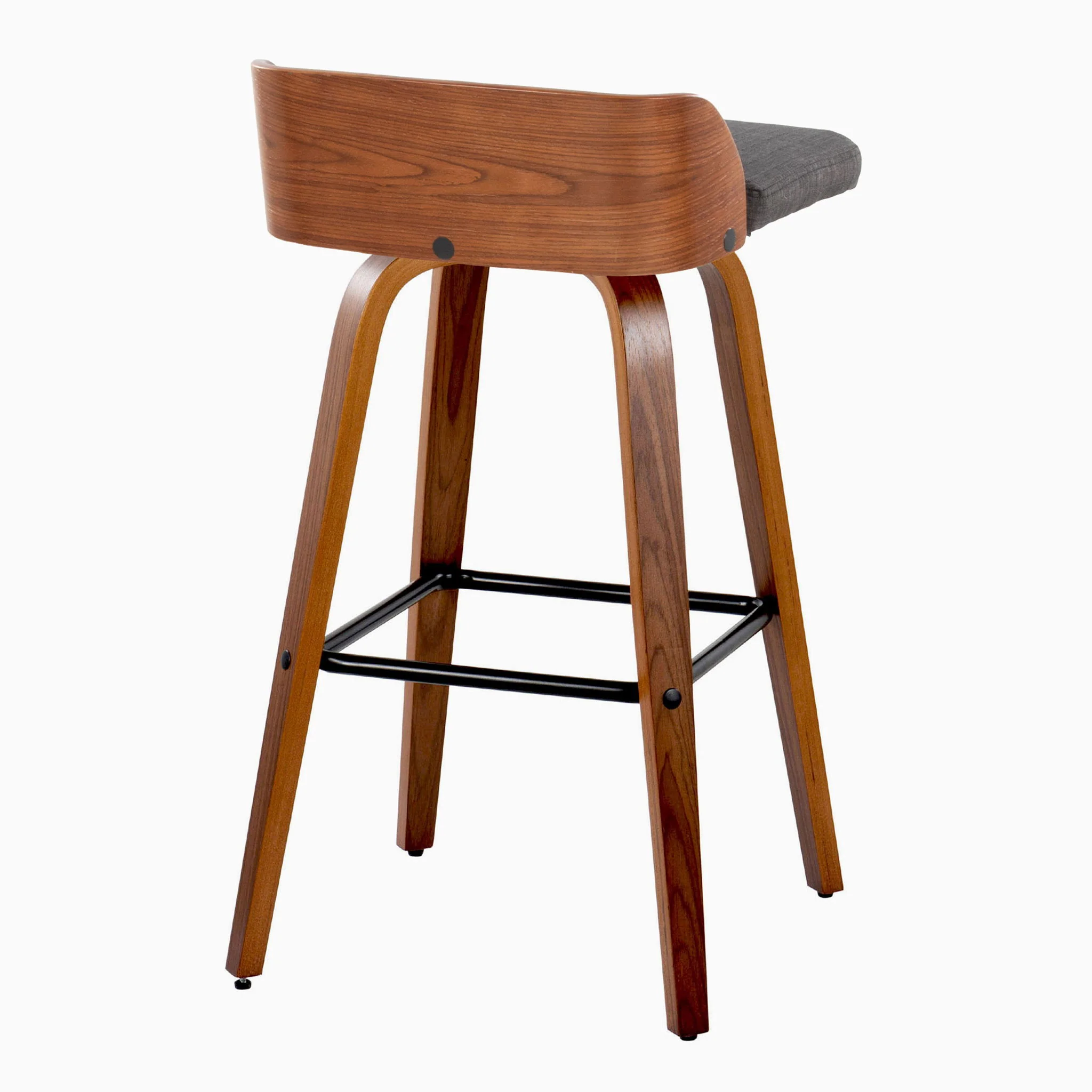 Maya - Mid Century Modern Fixed Height Barstool With Swivel And Square Footrest (Set of 2) - Image 3