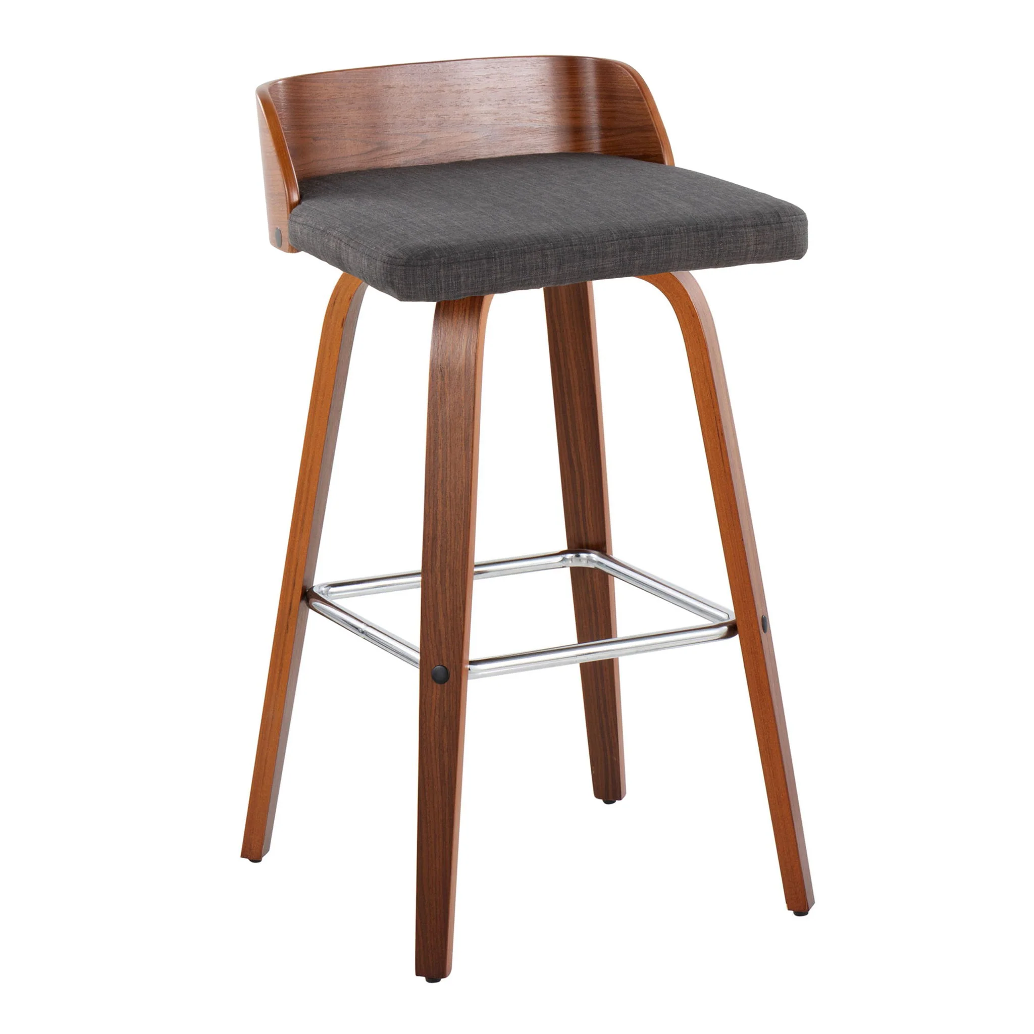 Maya - Mid Century Modern Fixed Height Barstool With Swivel With Square Footrest (Set of 2) - Image 2