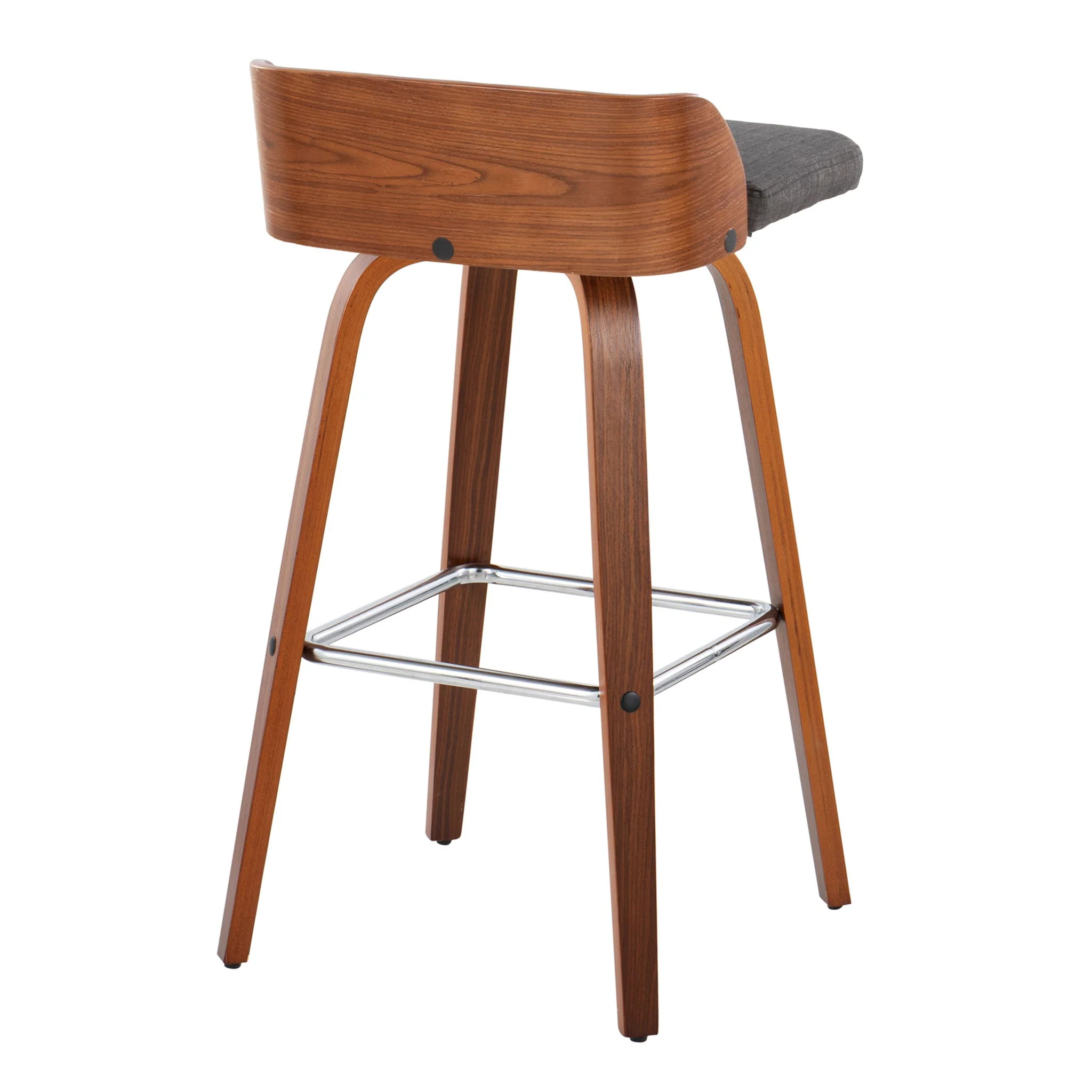Maya - Mid Century Modern Fixed Height Barstool With Swivel With Square Footrest (Set of 2) - Image 3