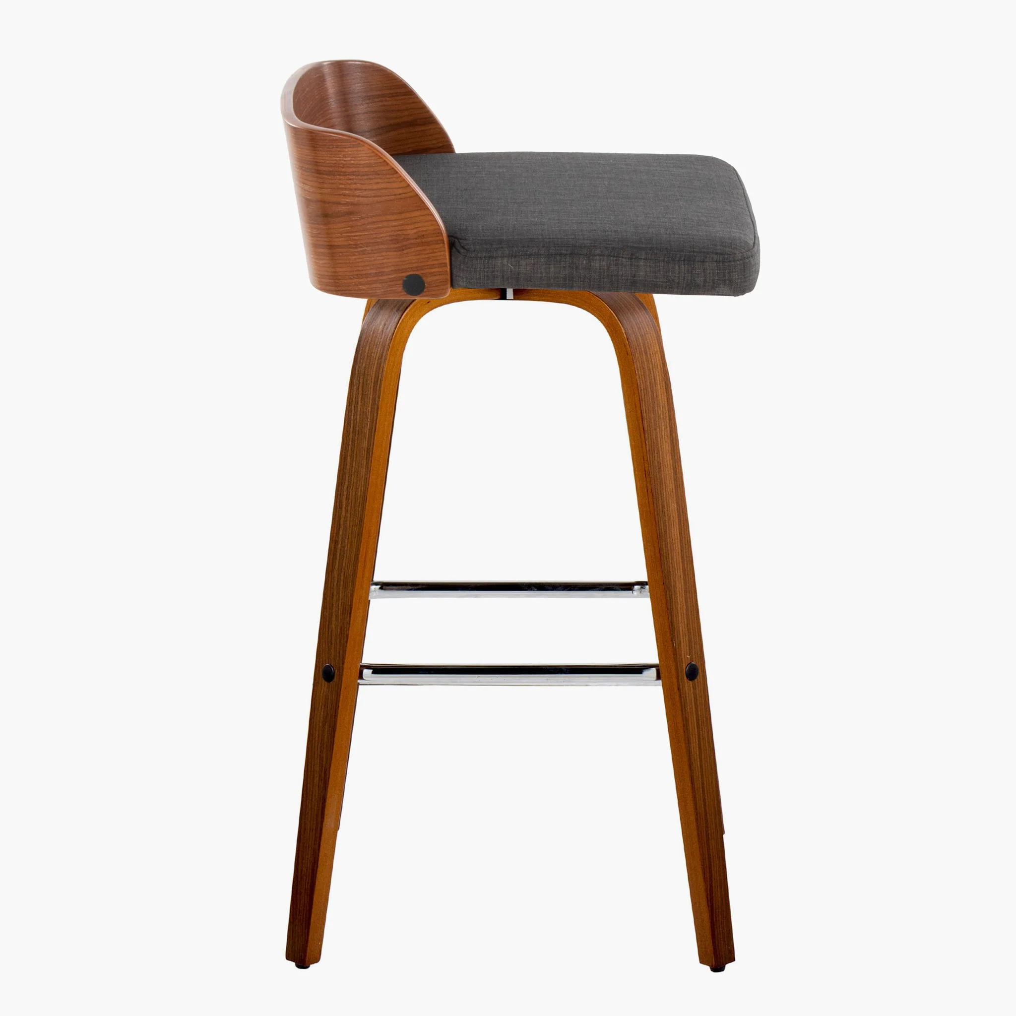 Maya - Mid Century Modern Fixed Height Barstool With Swivel With Square Footrest (Set of 2) - Image 4