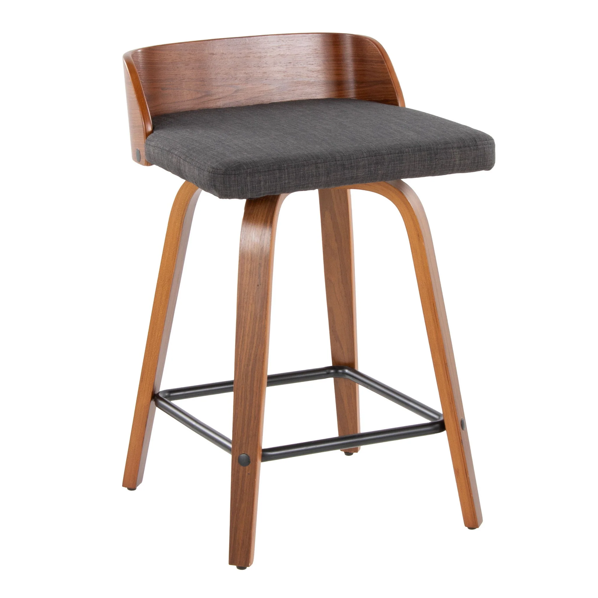 Maya - Mid Century Modern Fixed Height Counter StoolSwivel And Square Footrest (Set of 2) - Image 3