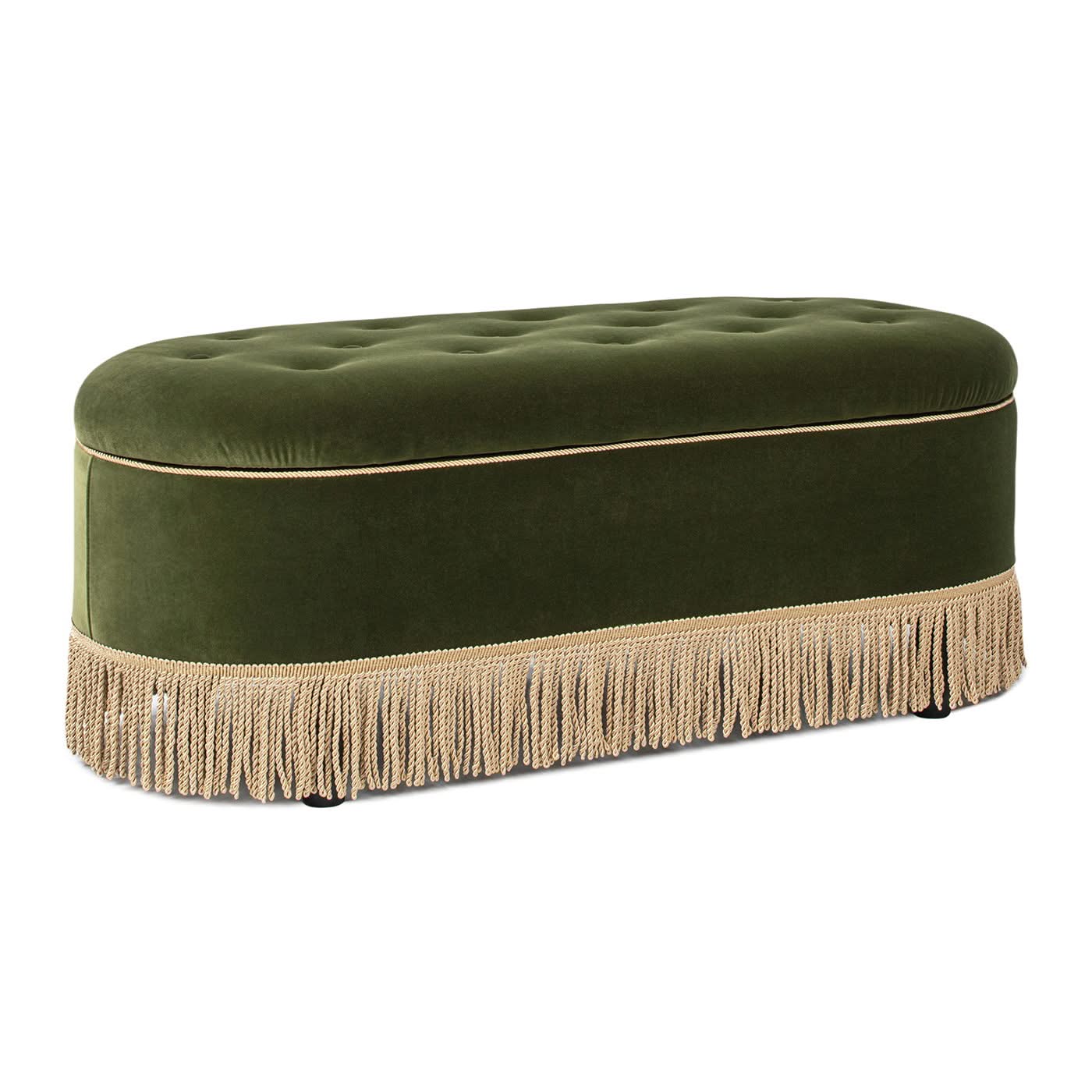 Melinda - Oval Tufted Bullion Fringe Storage Bench - Image 3