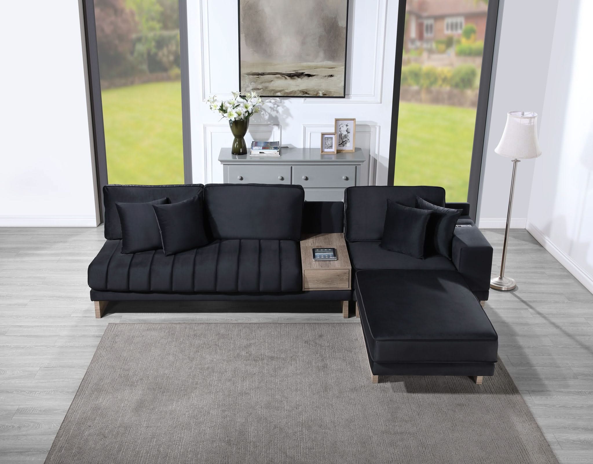 Memphis - Reversible Sectional Sofa Ottoman With Storage Compartment, Drawer, USB ports, Charging Outlets - Image 2