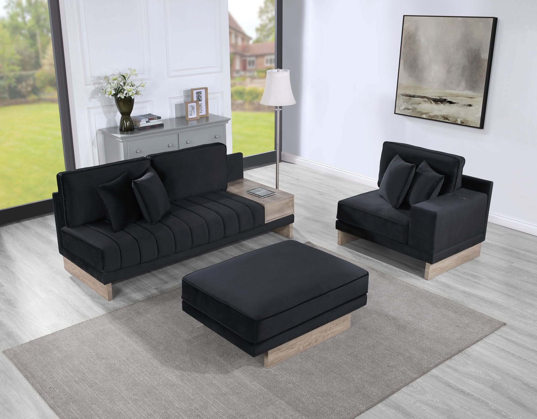 Memphis - Reversible Sectional Sofa Ottoman With Storage Compartment, Drawer, USB ports, Charging Outlets - Image 4