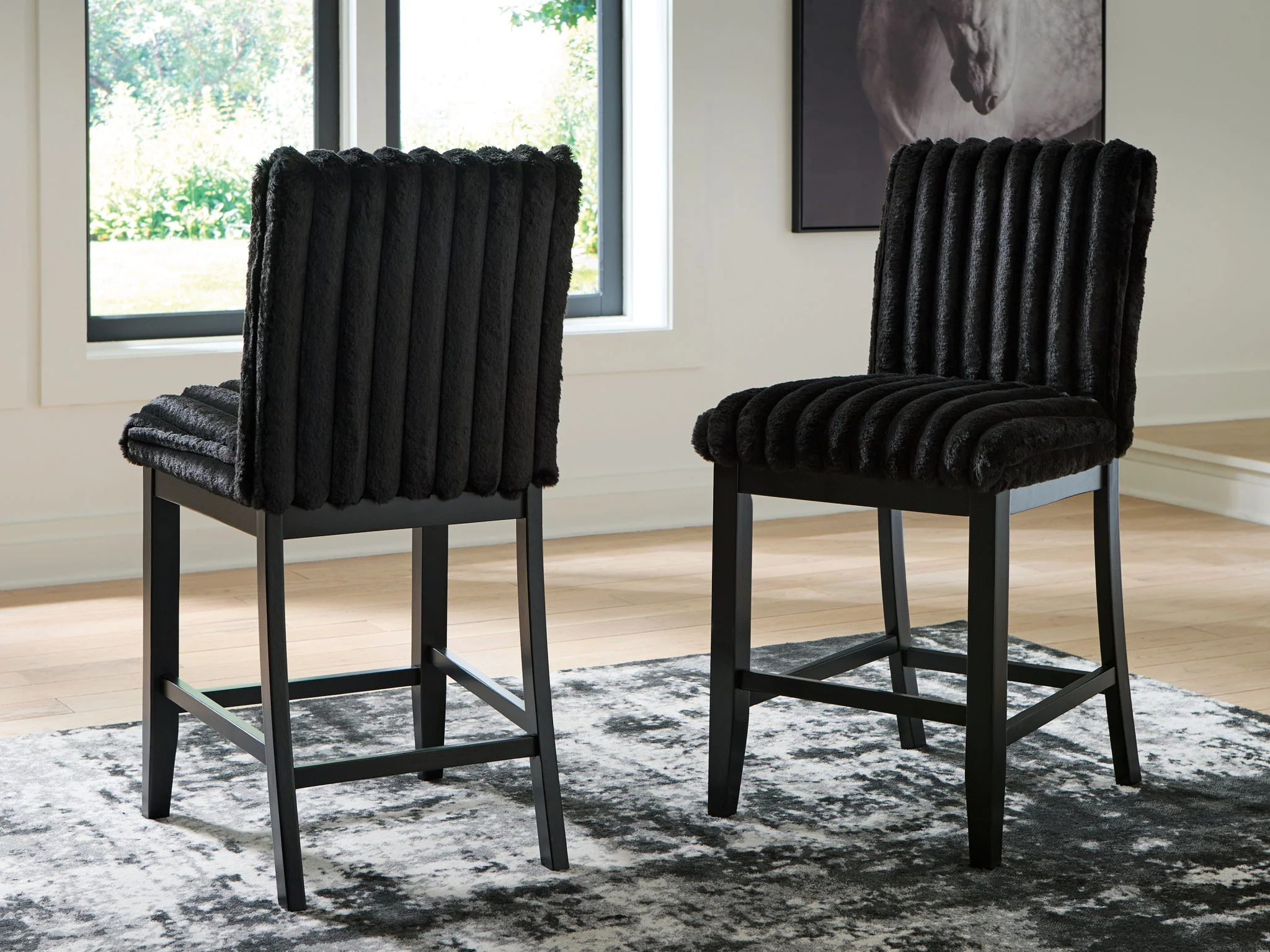 Mervannie - Upholstered Barstool (Set of 2) - Black - Image 3
