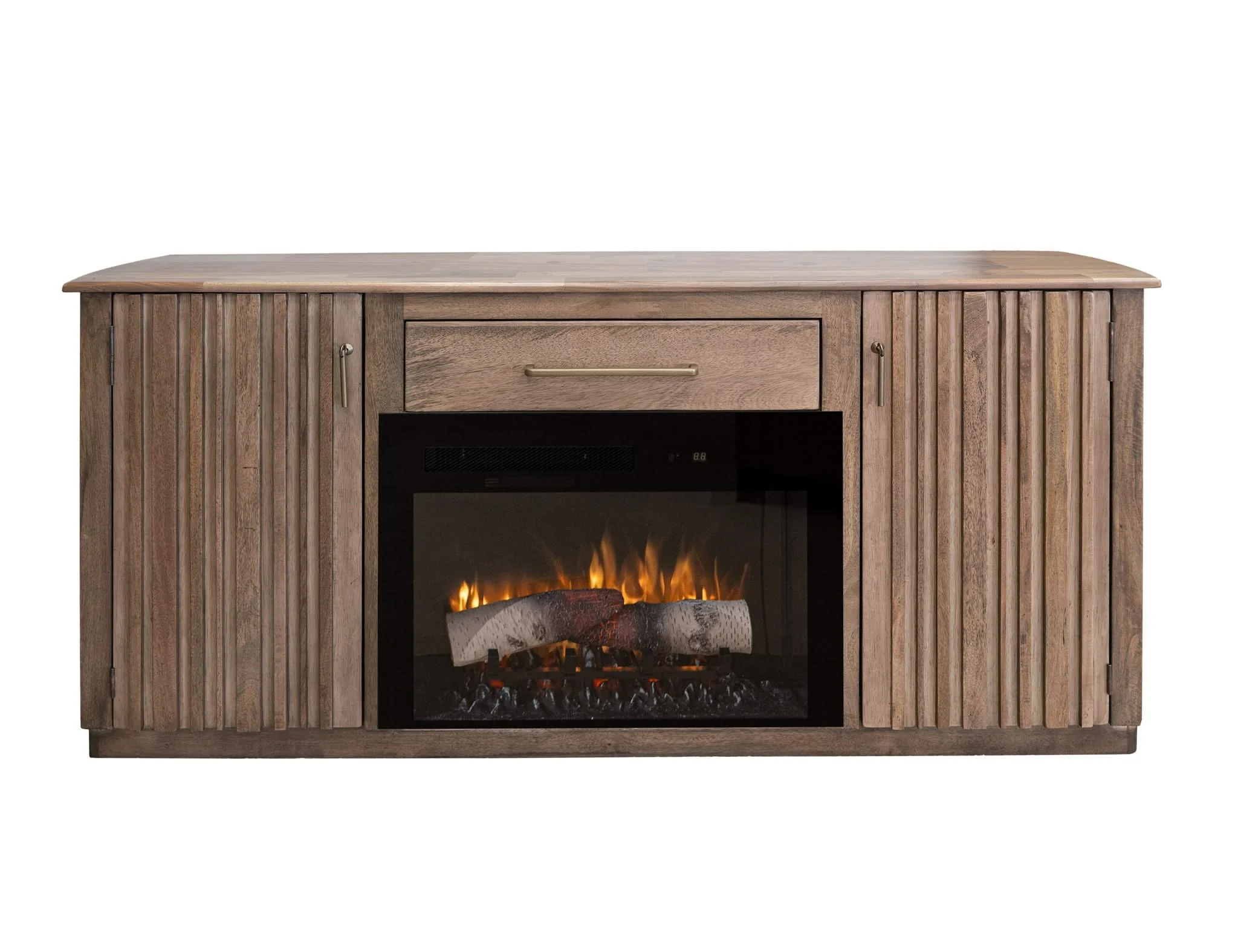 Mezquite - 1 Drawer 2 Doors Fireplace TV Stand - Mezquite Brown - Image 4