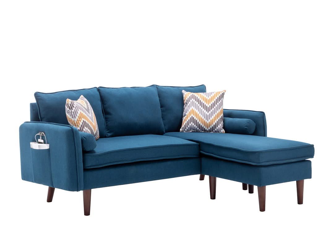 Mia - Sectional Sofa Chaise With USB Charger And Pillows - Image 2