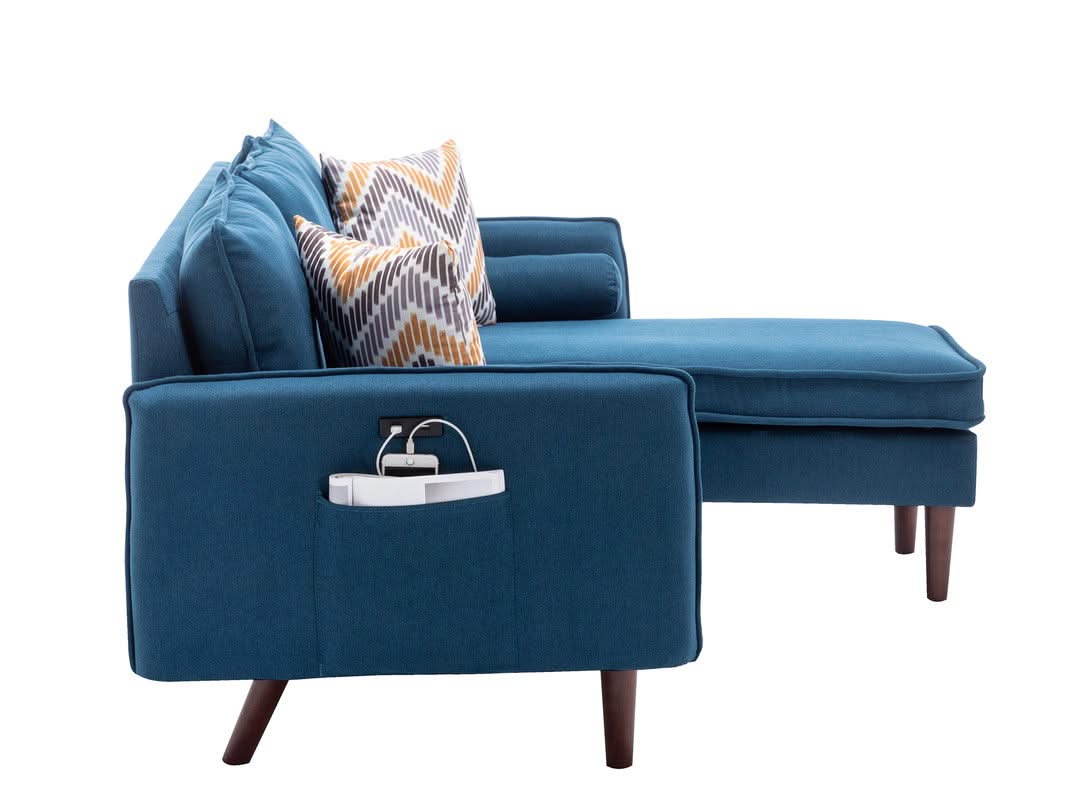 Mia - Sectional Sofa Chaise With USB Charger And Pillows - Image 4