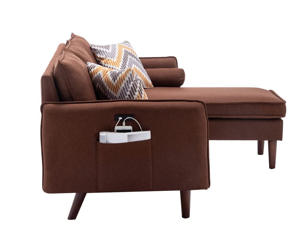 Mia - Sectional Sofa Chaise With USB Charger And Pillows - Image 7