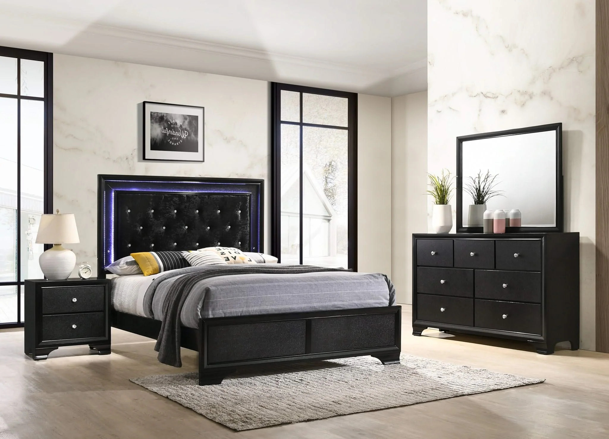 Micah - Queen 4 Piece Bedroom Set - Black