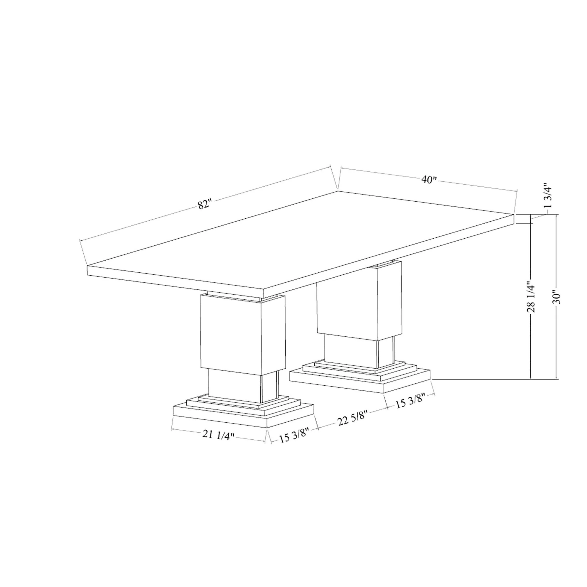 Michelle - Dining Table With Double Pedestal Marble Detailing - Gray - Image 2