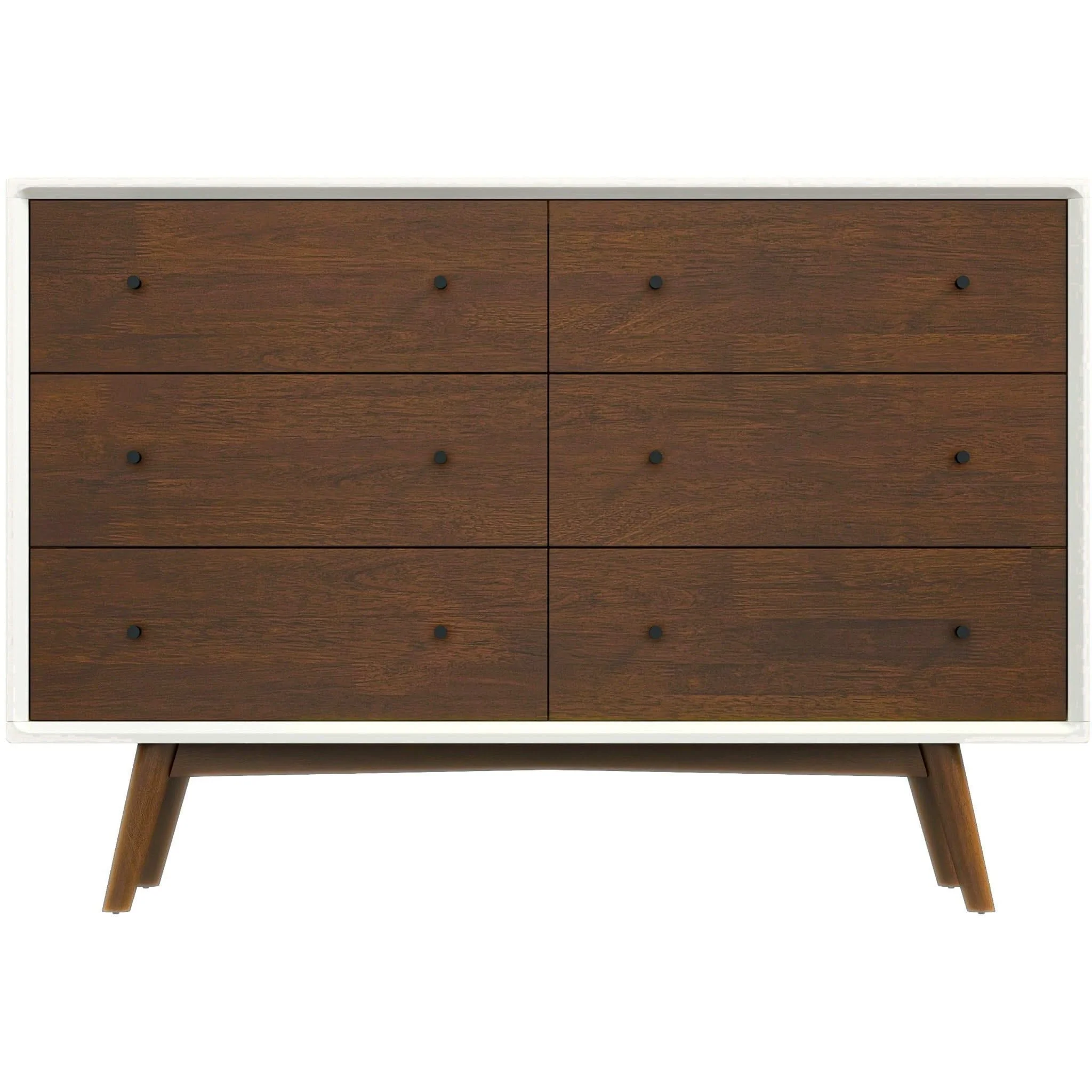 Dresser 6 Drawer - Dark Brown / White - Image 3