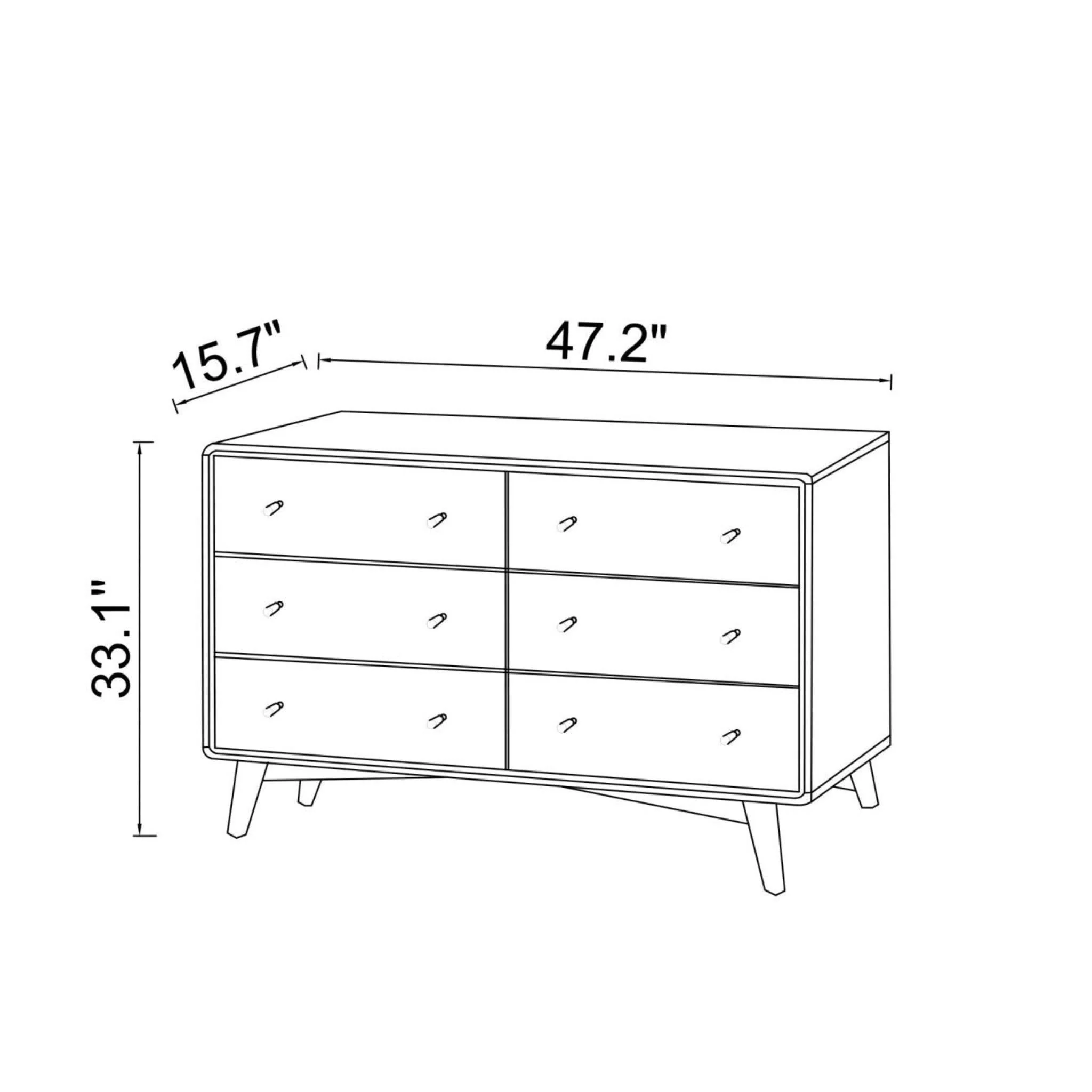 Dresser 6 Drawer - Dark Brown / White - Image 4