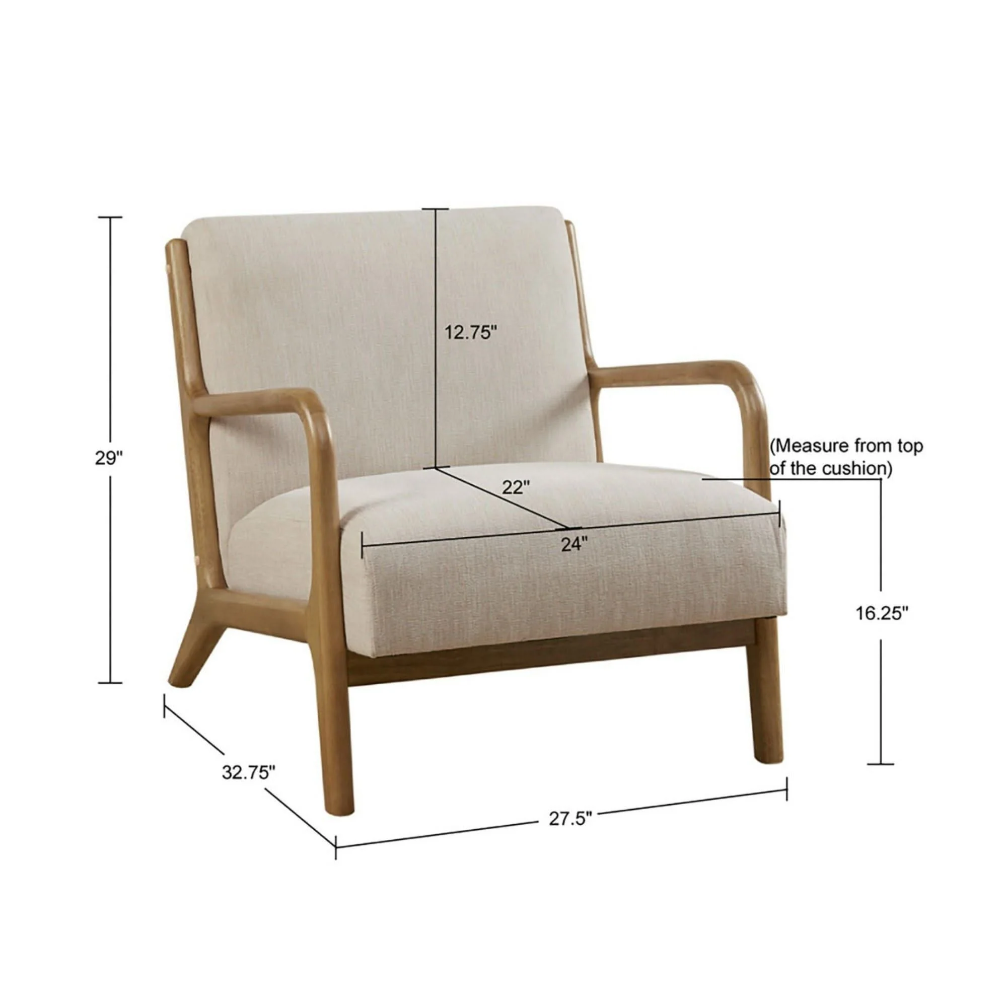 Mid-Century Style Lounge Chair With Upholstered Seat - Image 11