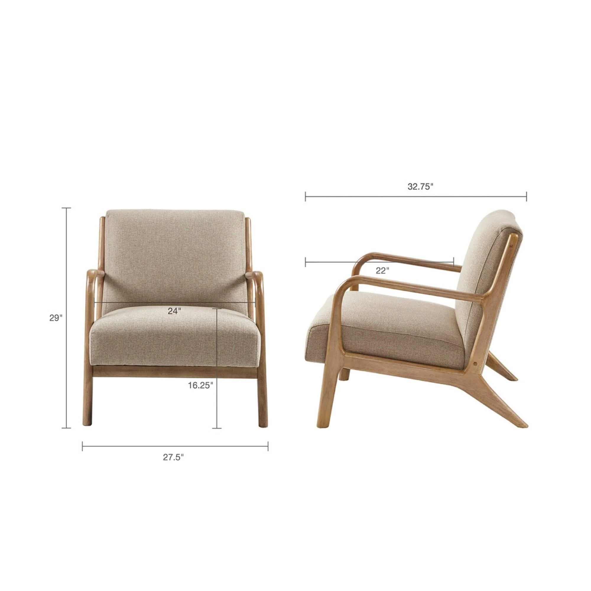 Mid-Century Style Lounge Chair With Upholstered Seat - Image 16