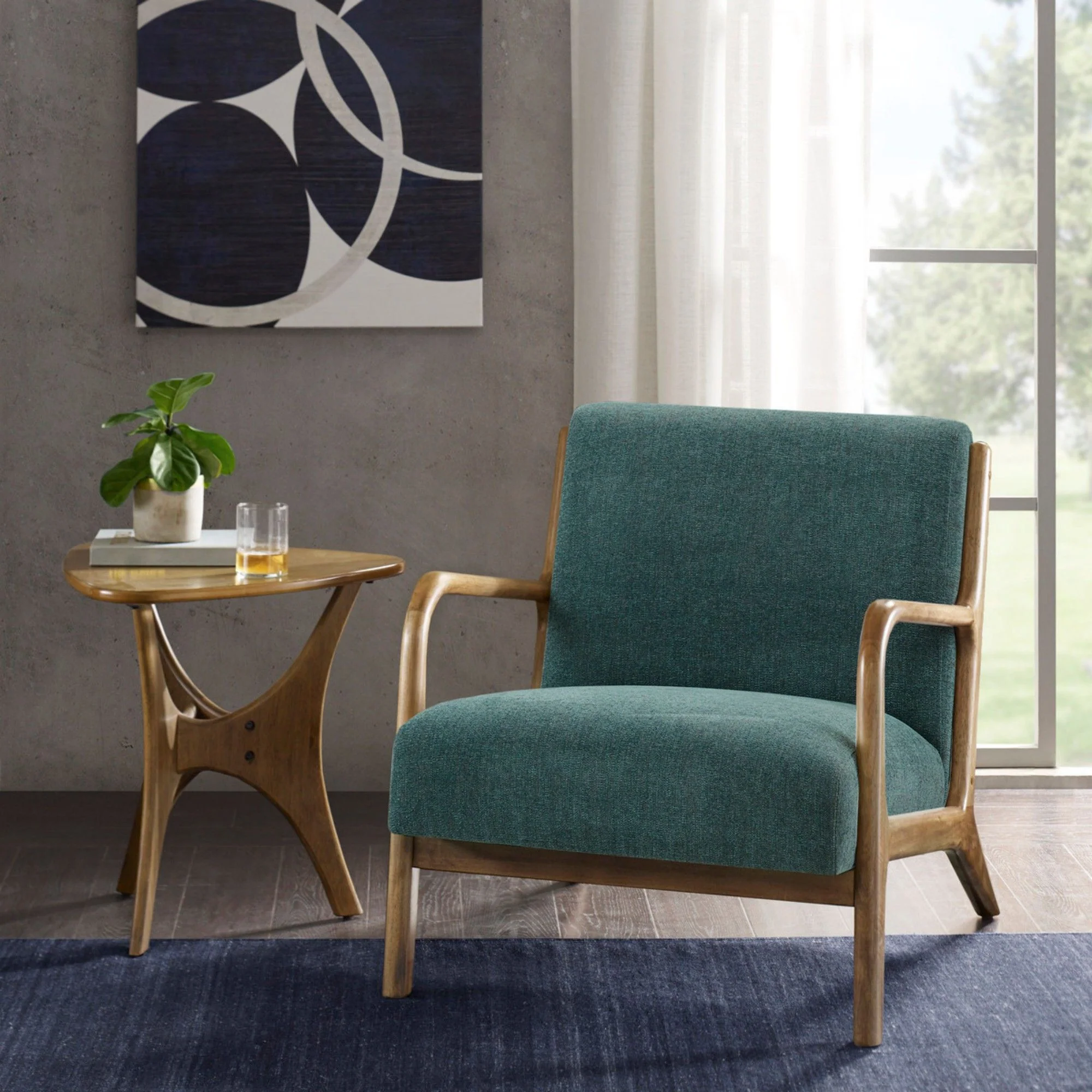 Mid-Century Style Lounge Chair With Upholstered Seat - Image 17